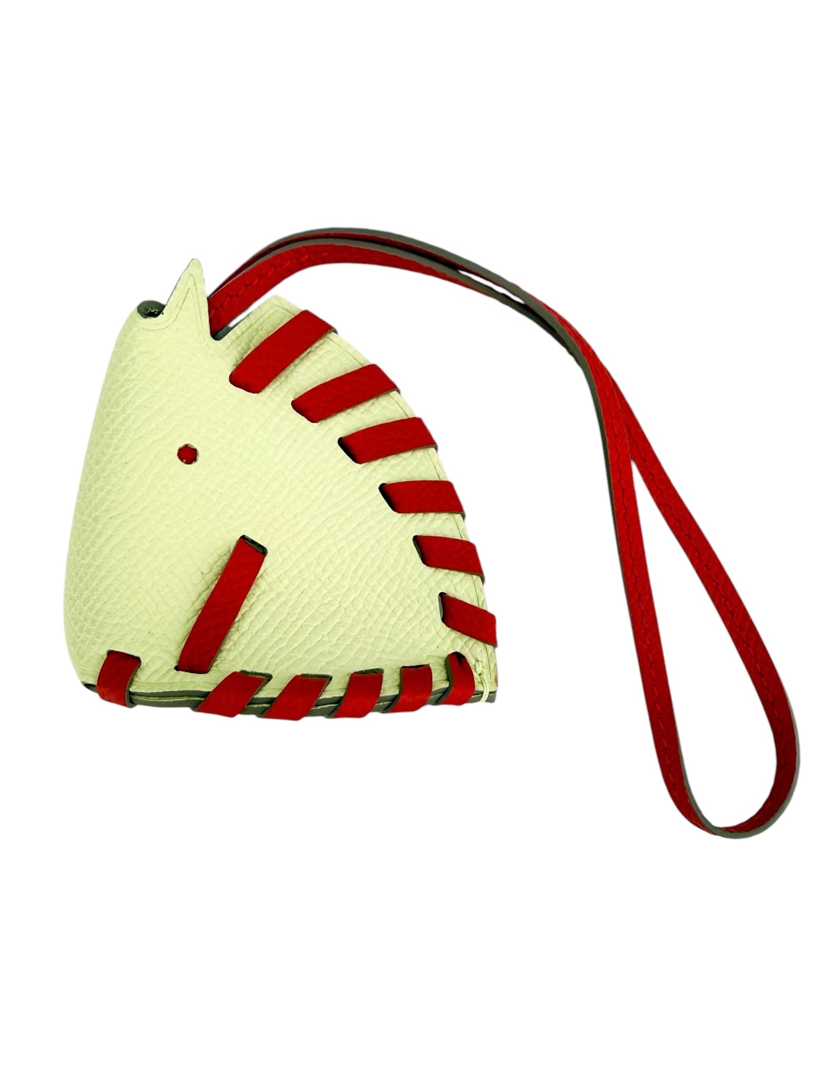 Hermes Cheval Tresse Epsom Bag Charm Jaune Milton / Rouge Radieux