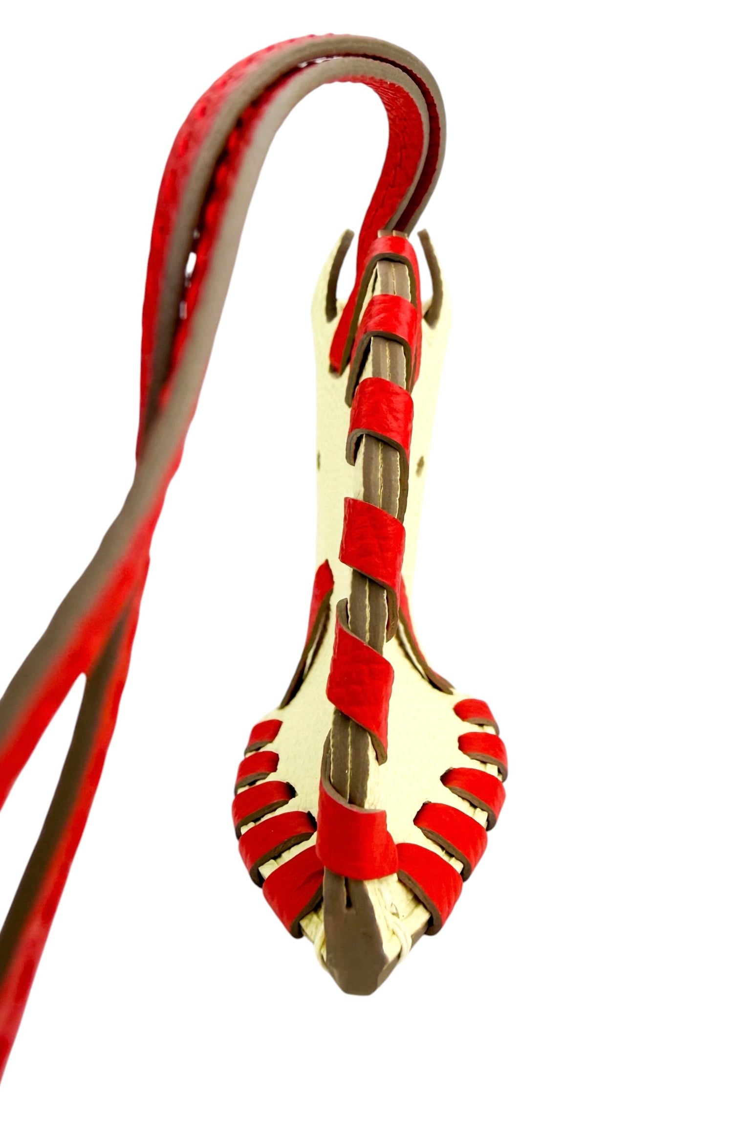 Hermes Cheval Tresse Epsom Bag Charm Jaune Milton / Rouge Radieux