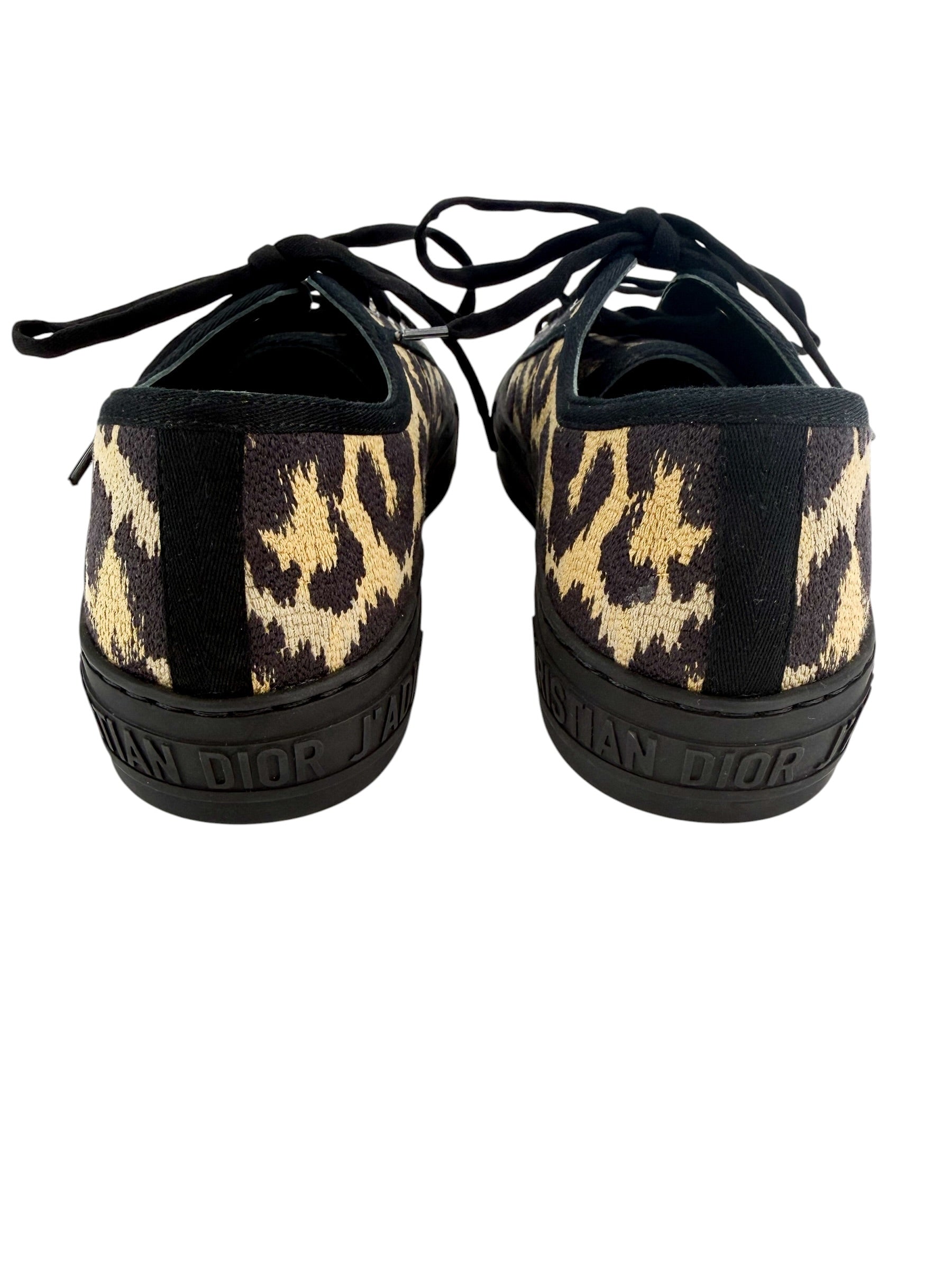 Christian Dior Canvas Leopard Print Walk'N'Dior Low Top Sneakers Size 38