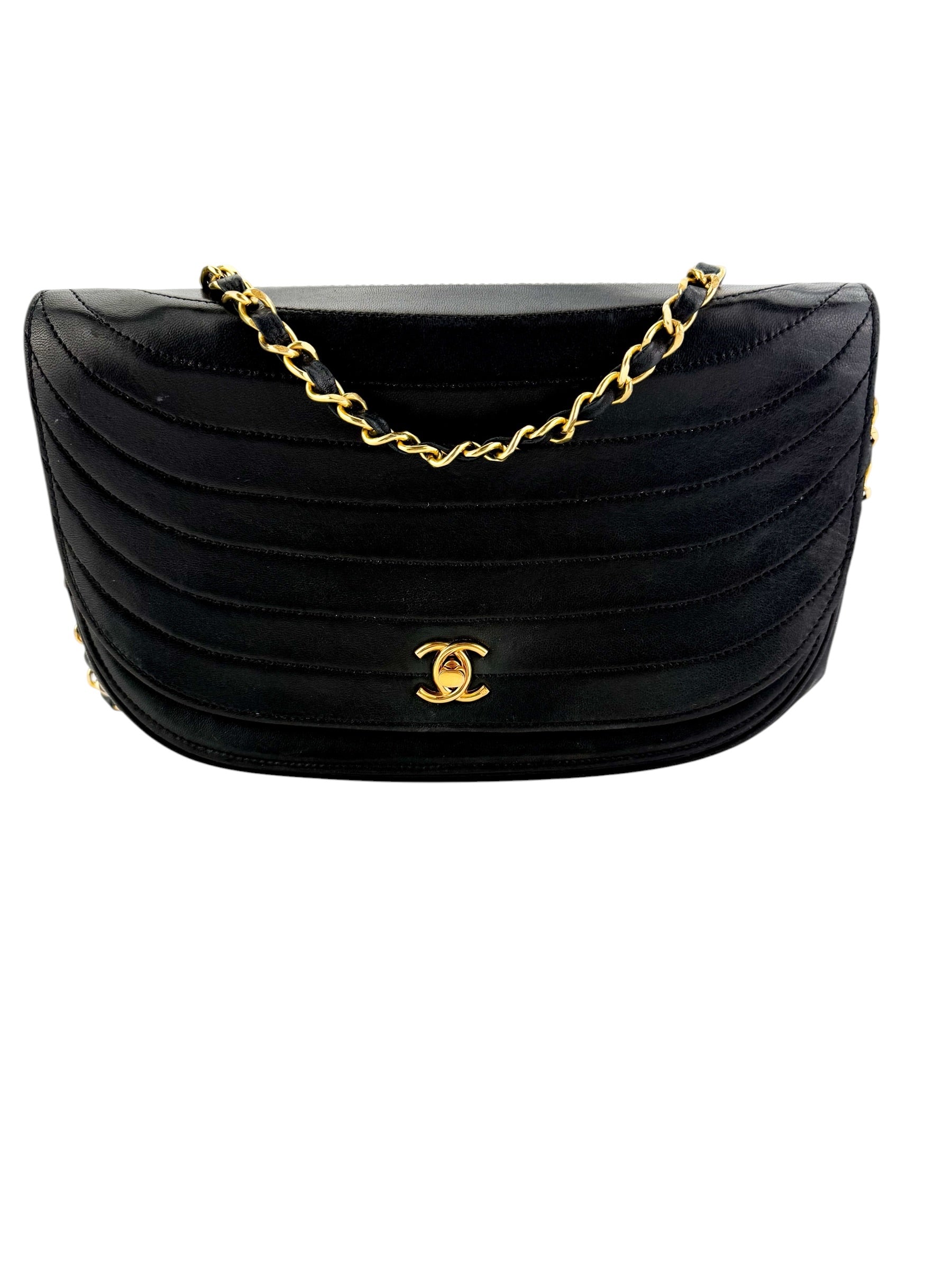 Chanel Vintage Lambskin Half Moon Flap Bag