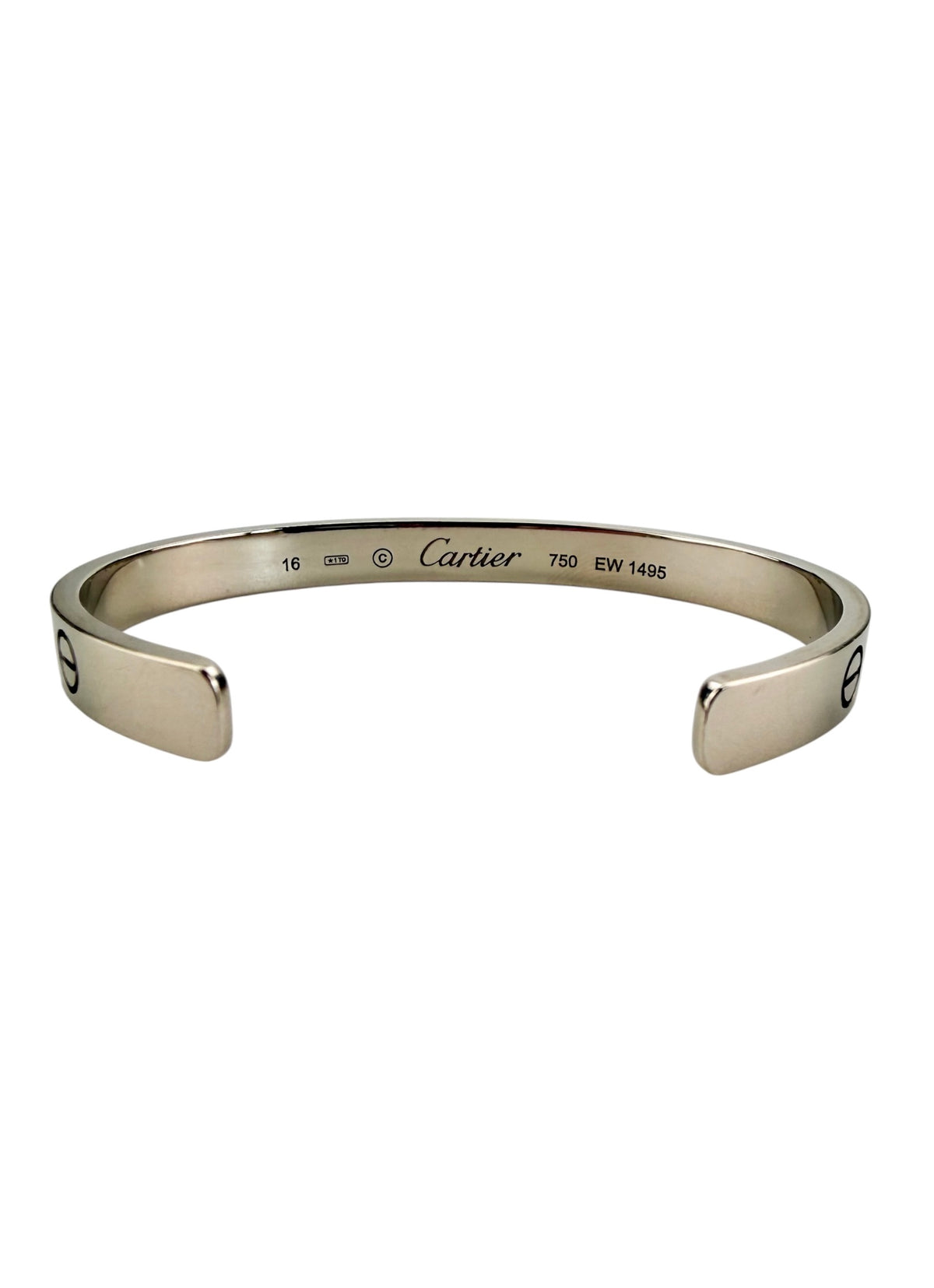 Cartier 18K White Gold LOVE Cuff Bracelet 16