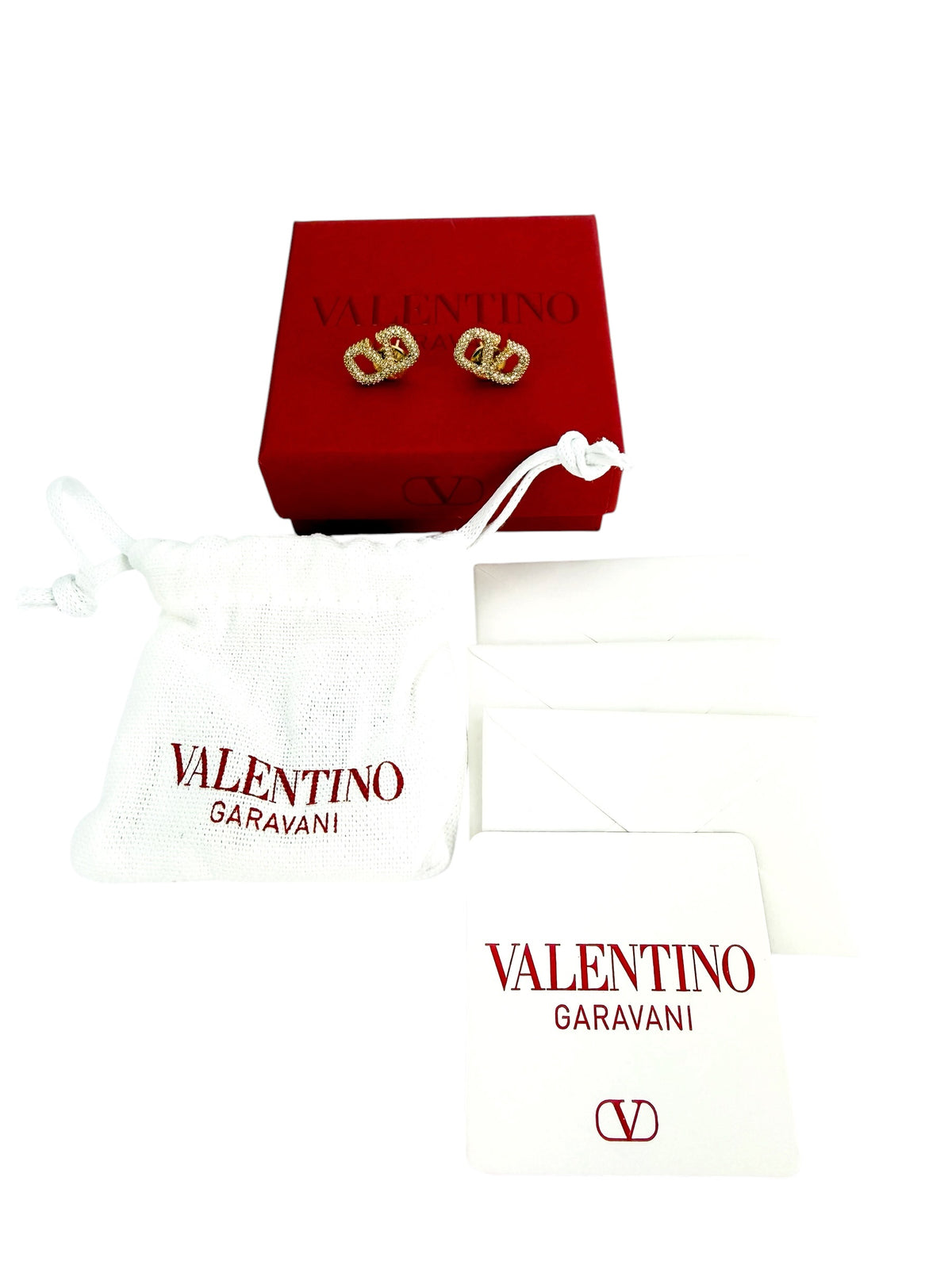 Valentino Swarovski Crystal Vlogo Signature Earrings (Full Set)