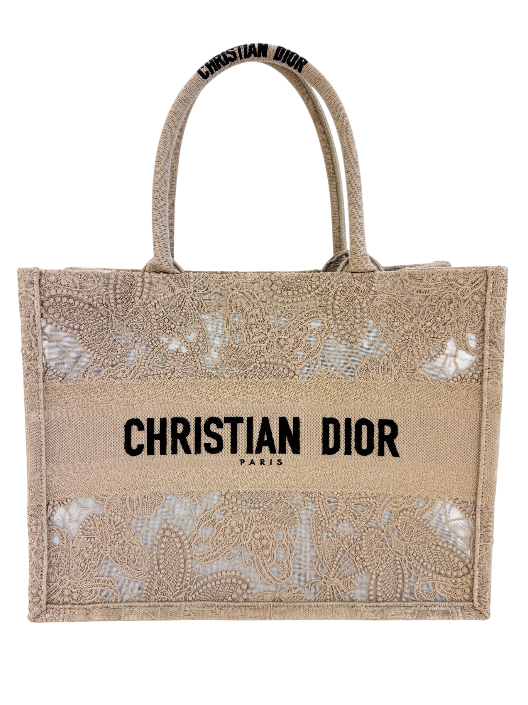 Christian Dior Book Tote Embroidered Lace Medium (Full Set)