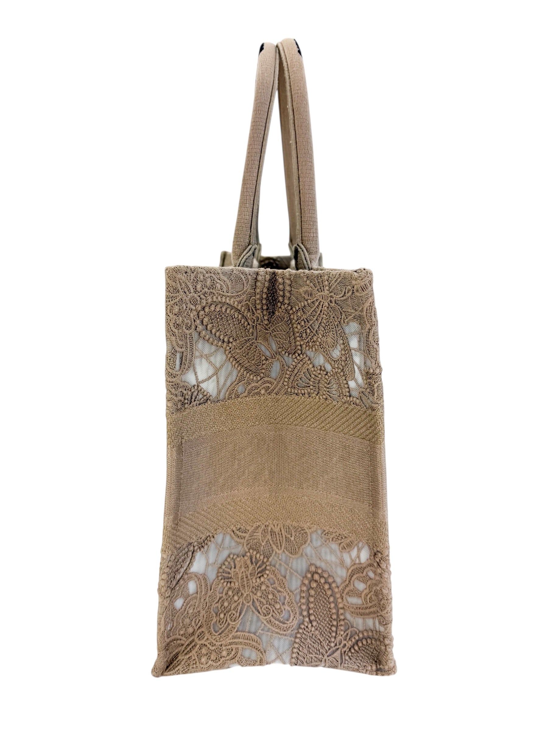 Christian Dior Book Tote Embroidered Lace Medium (Full Set)