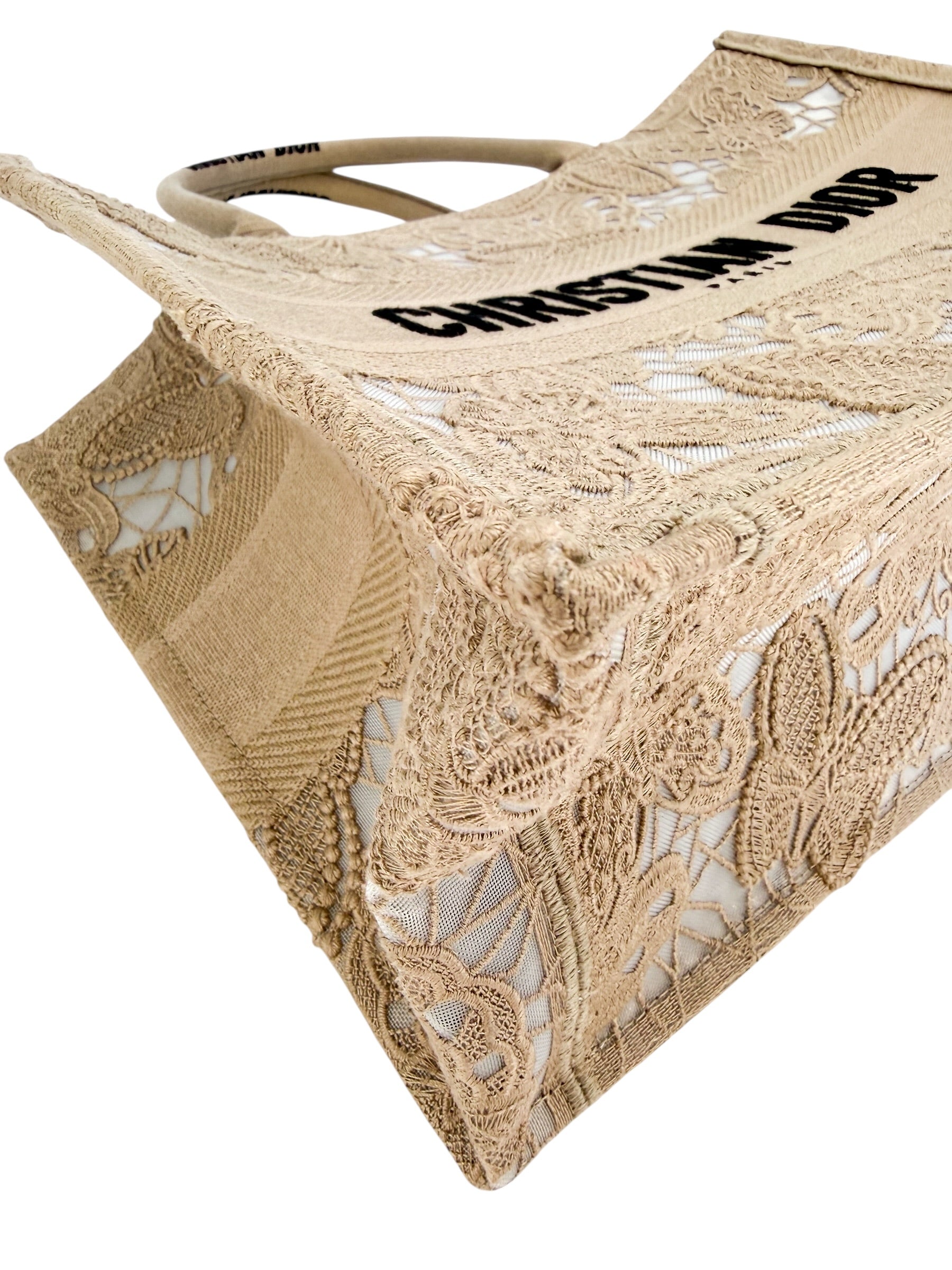 Christian Dior Book Tote Embroidered Lace Medium (Full Set)