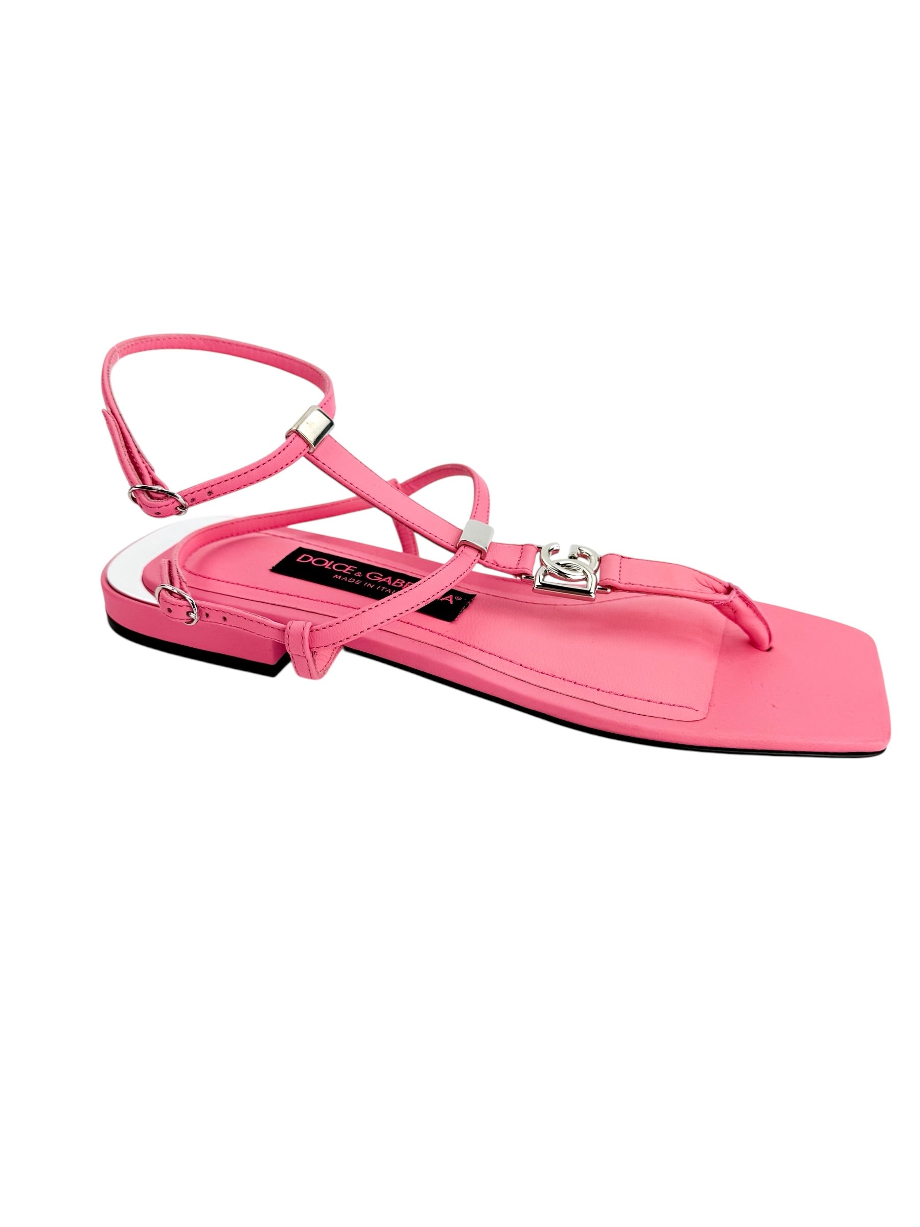 Dolce & Gabbana Thong Leather Sandal Pink Size 38