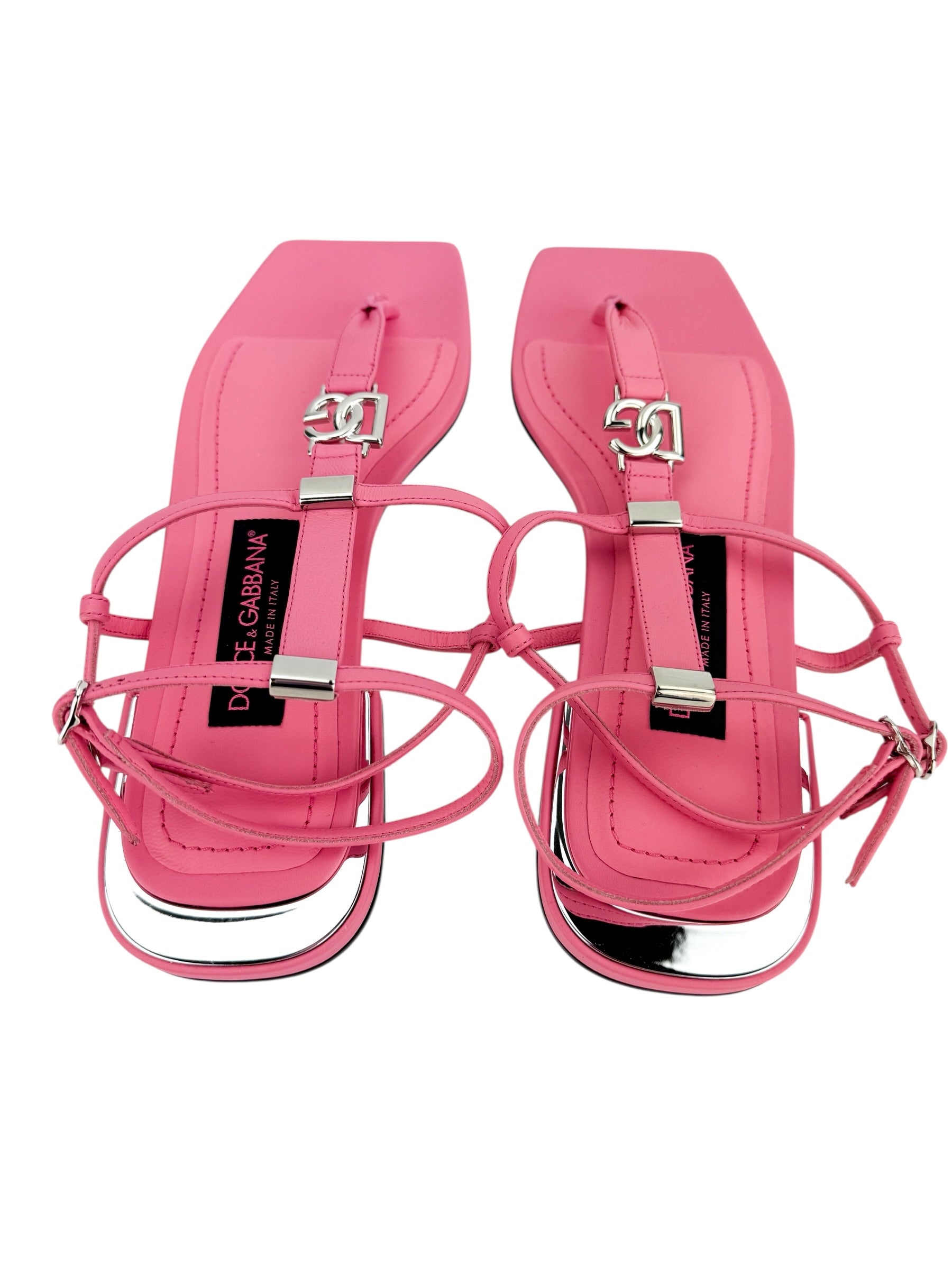 Dolce & Gabbana Thong Leather Sandal Pink Size 38