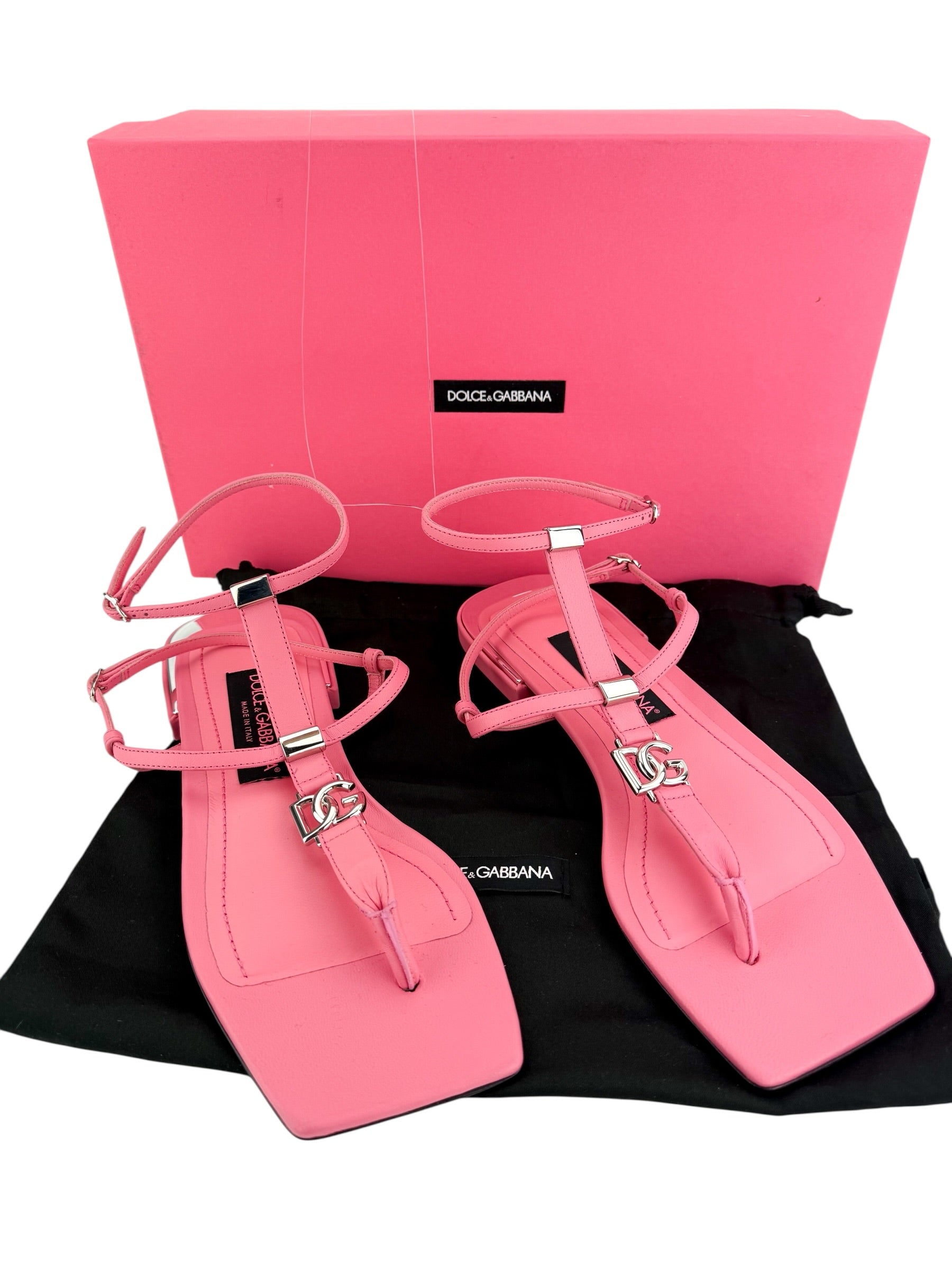 Dolce & Gabbana Thong Leather Sandal Pink Size 38