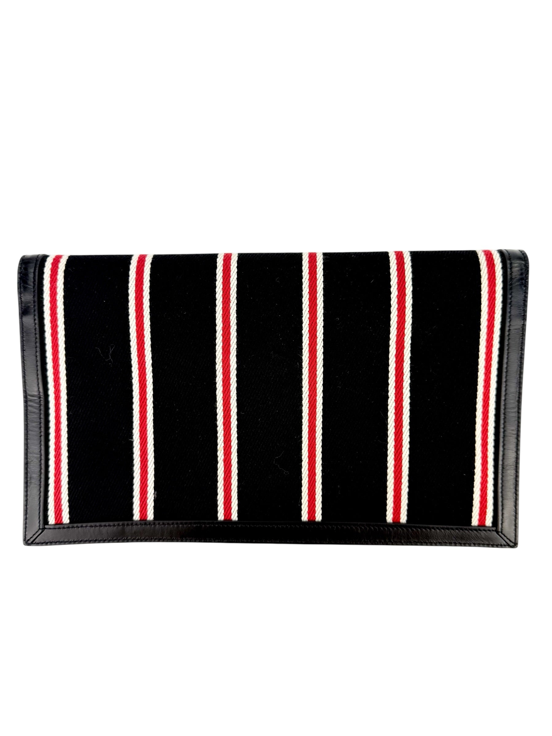 Saint Laurent Striped Uptown Clutch Black (Full Set)