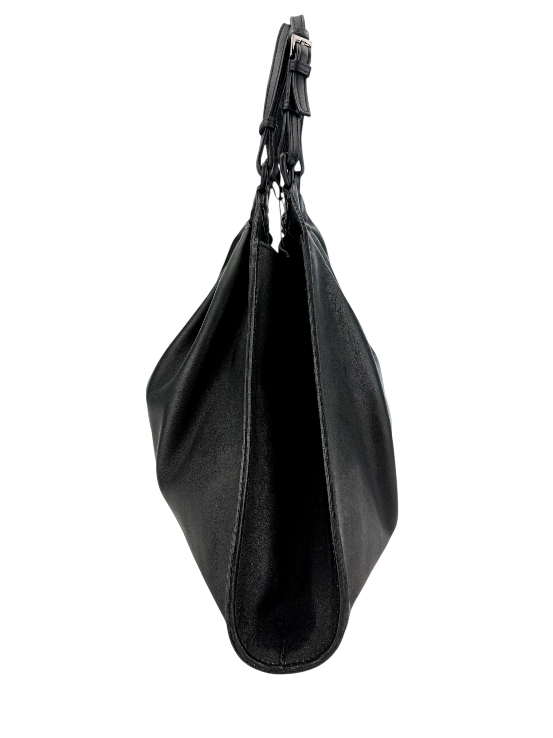 Gucci Vintage Ruched Calfskin Handbag Black Tom Ford Era