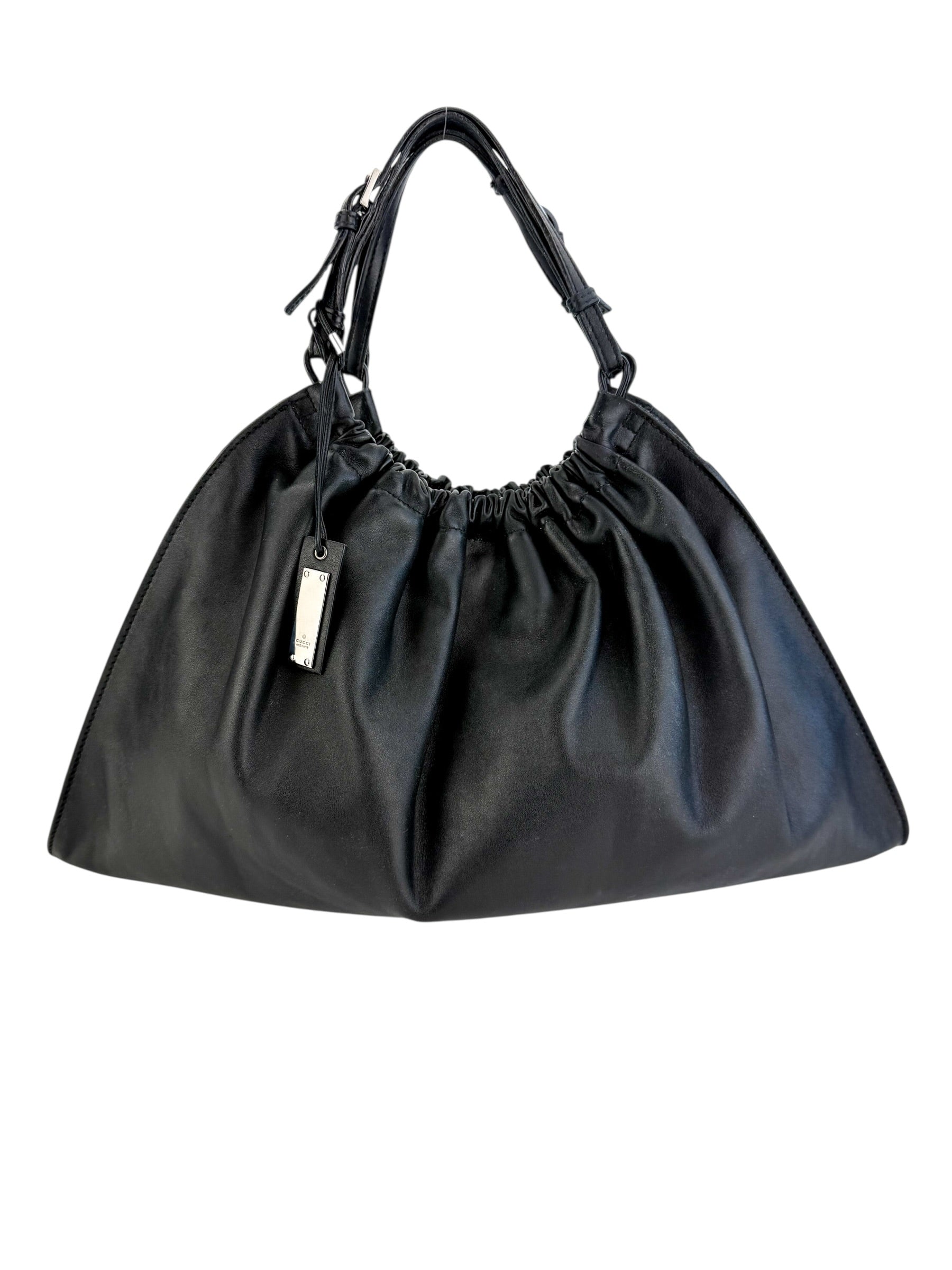 Gucci Vintage Ruched Calfskin Handbag Black Tom Ford Era
