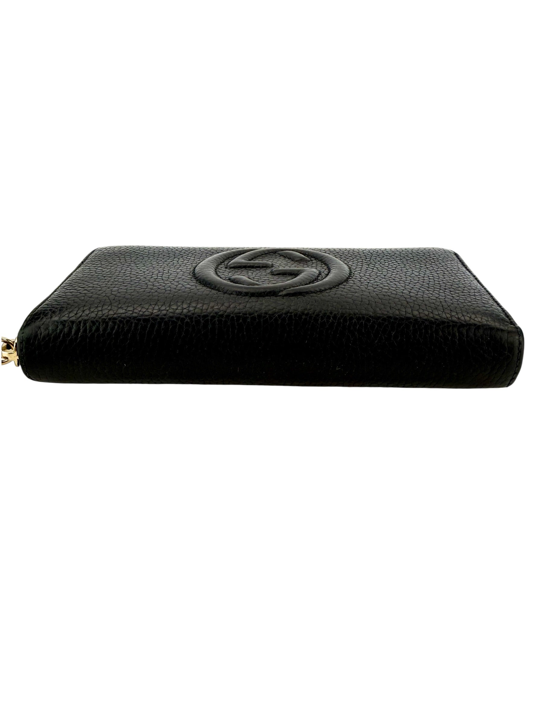 Gucci Pebbled Calfskin Soho Zip Around Wallet Black