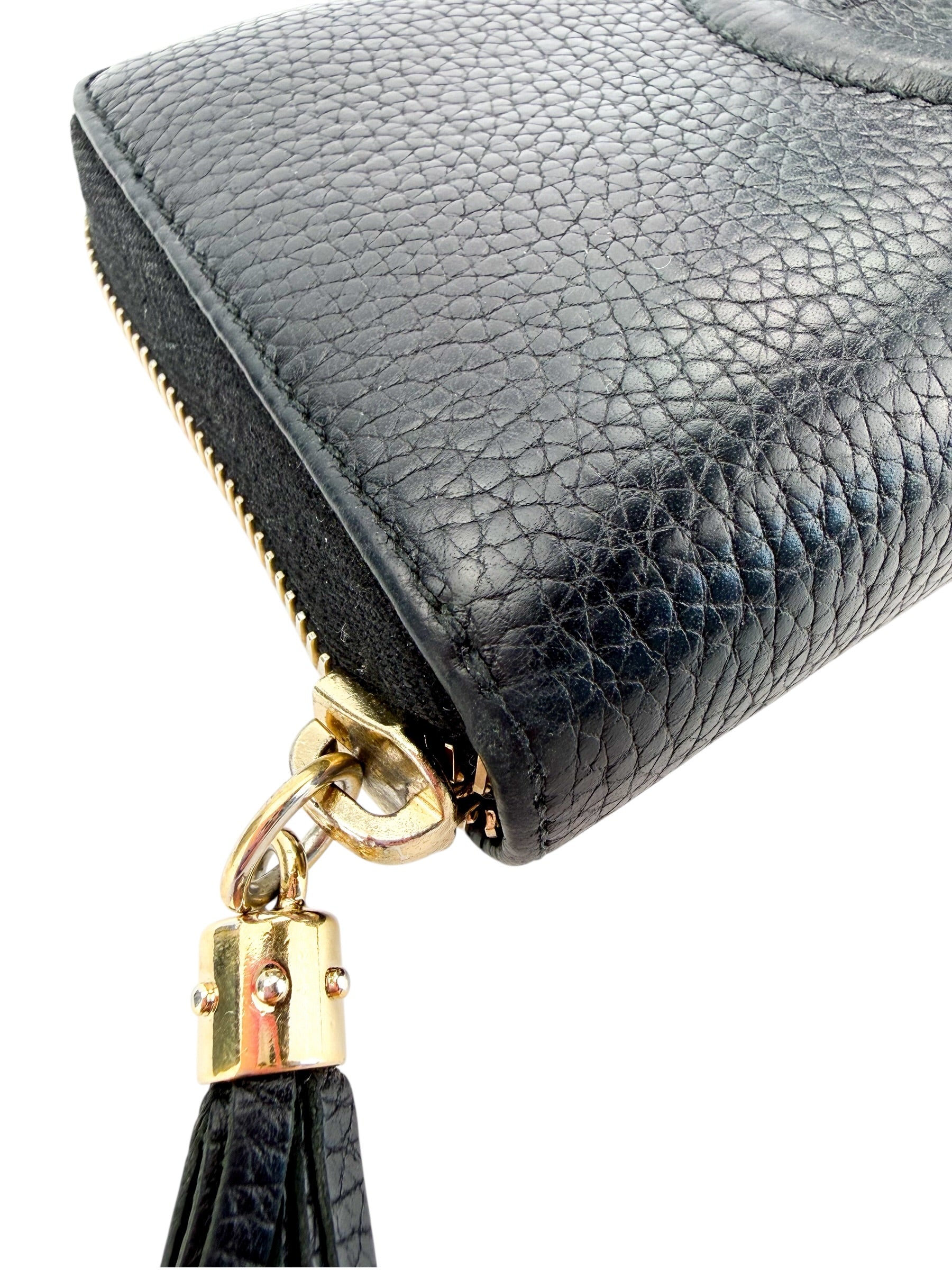 Gucci Pebbled Calfskin Soho Zip Around Wallet Black