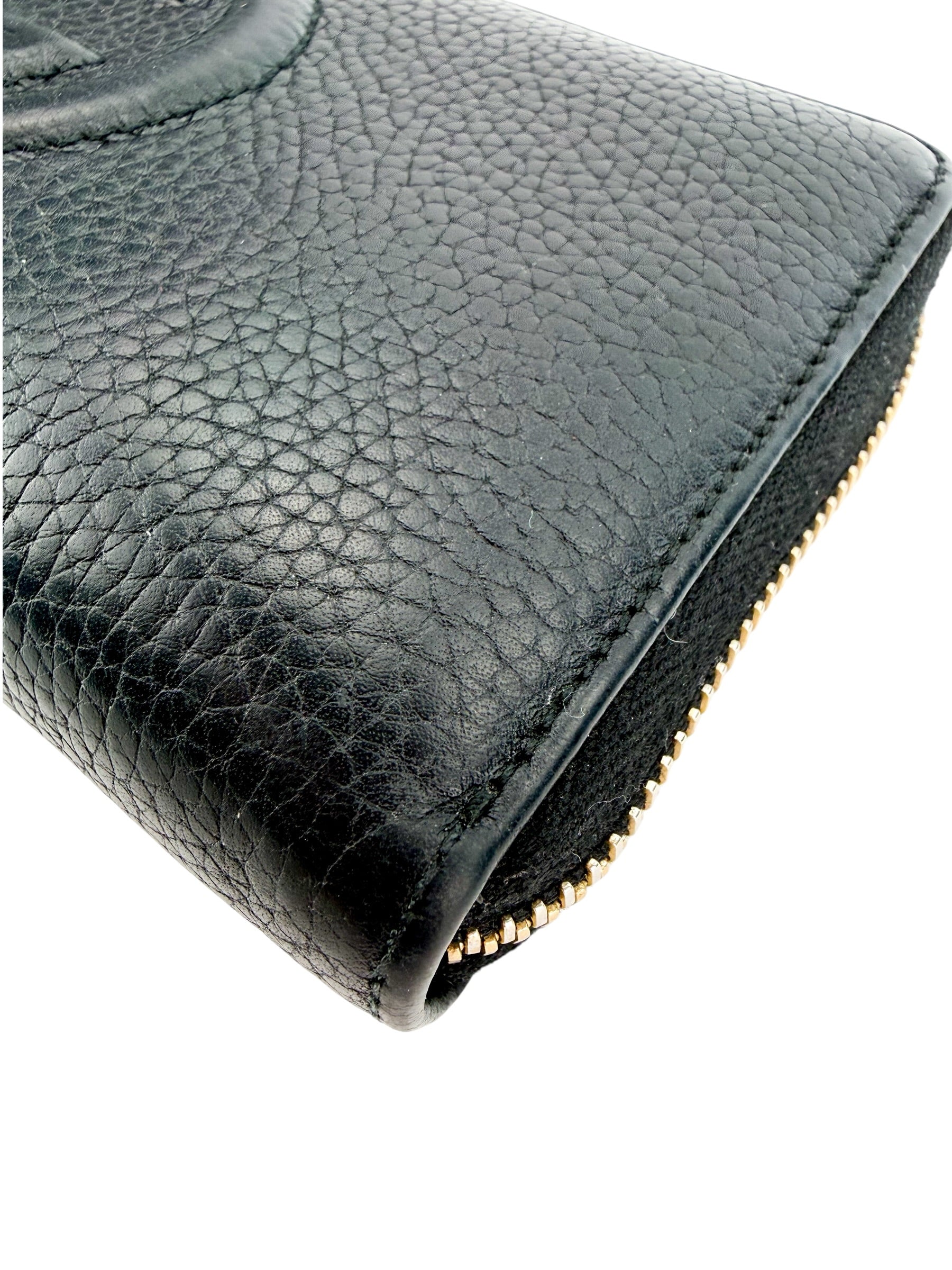 Gucci Pebbled Calfskin Soho Zip Around Wallet Black