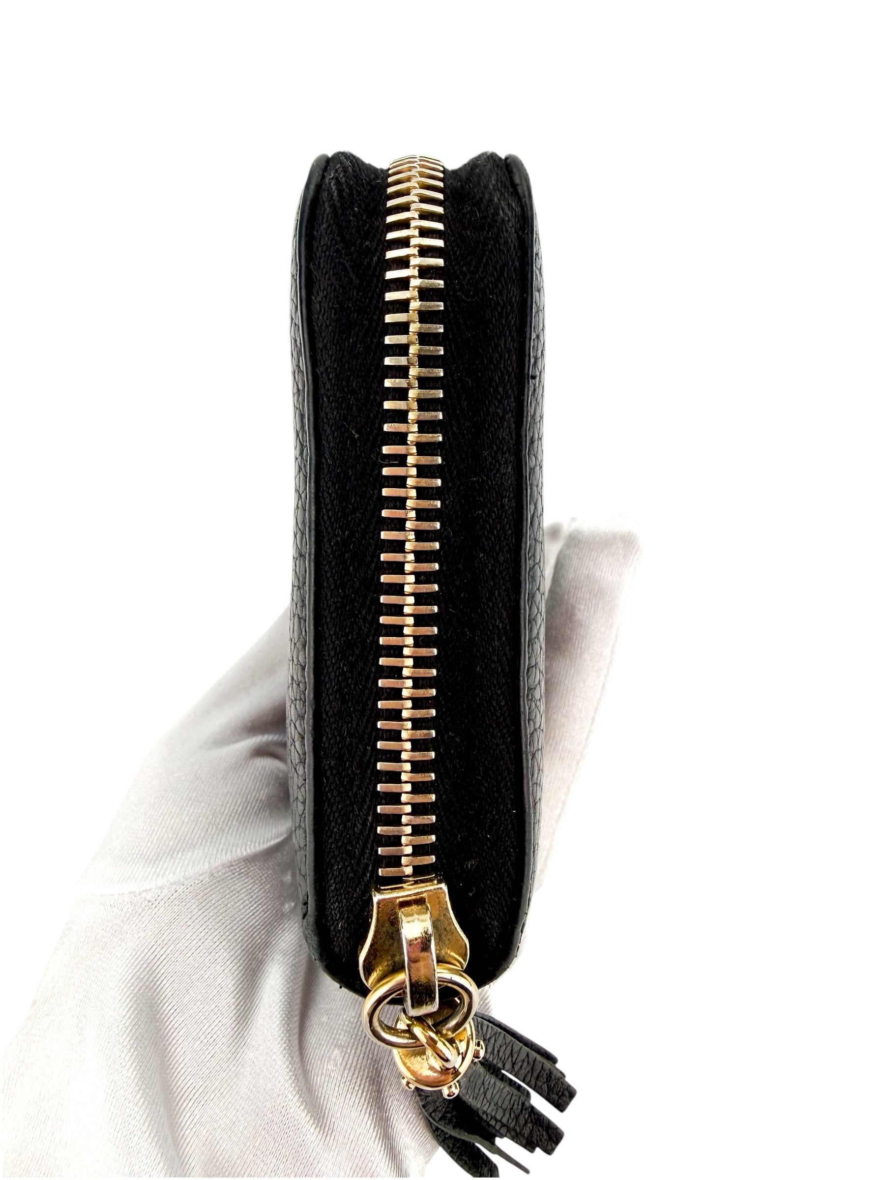 Gucci Pebbled Calfskin Soho Zip Around Wallet Black