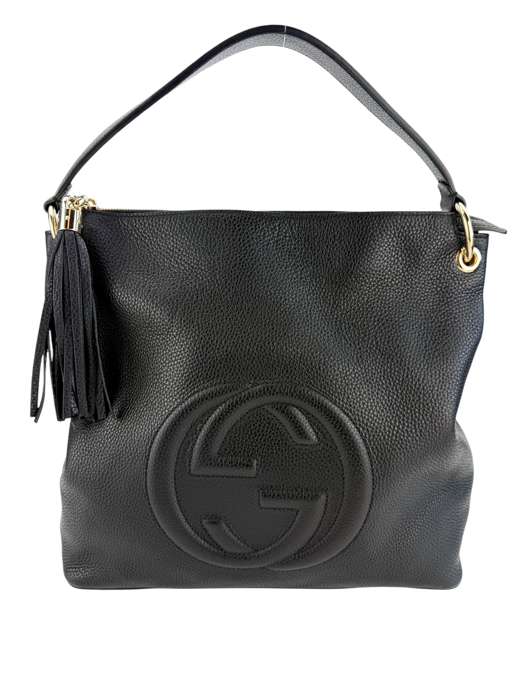 Gucci Pebbled Calfskin Large Soho Hobo Tote Black