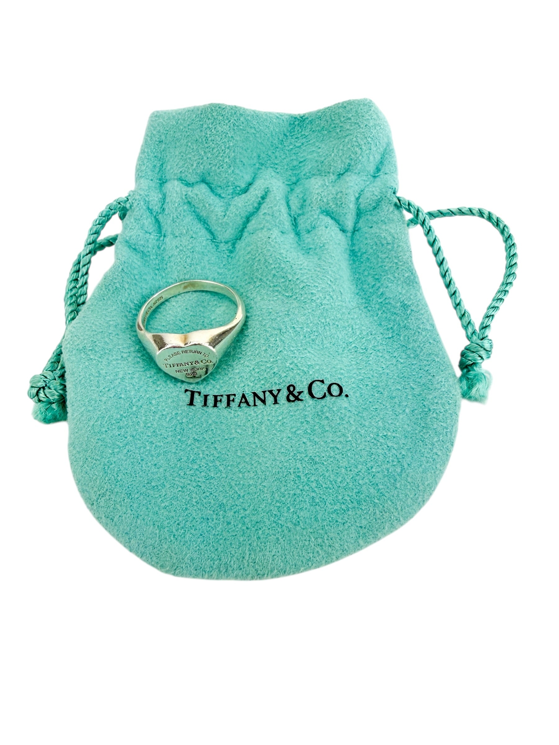 Tiffany&Co. Return to Tiffany Heart Signet Ring Silver Size 8