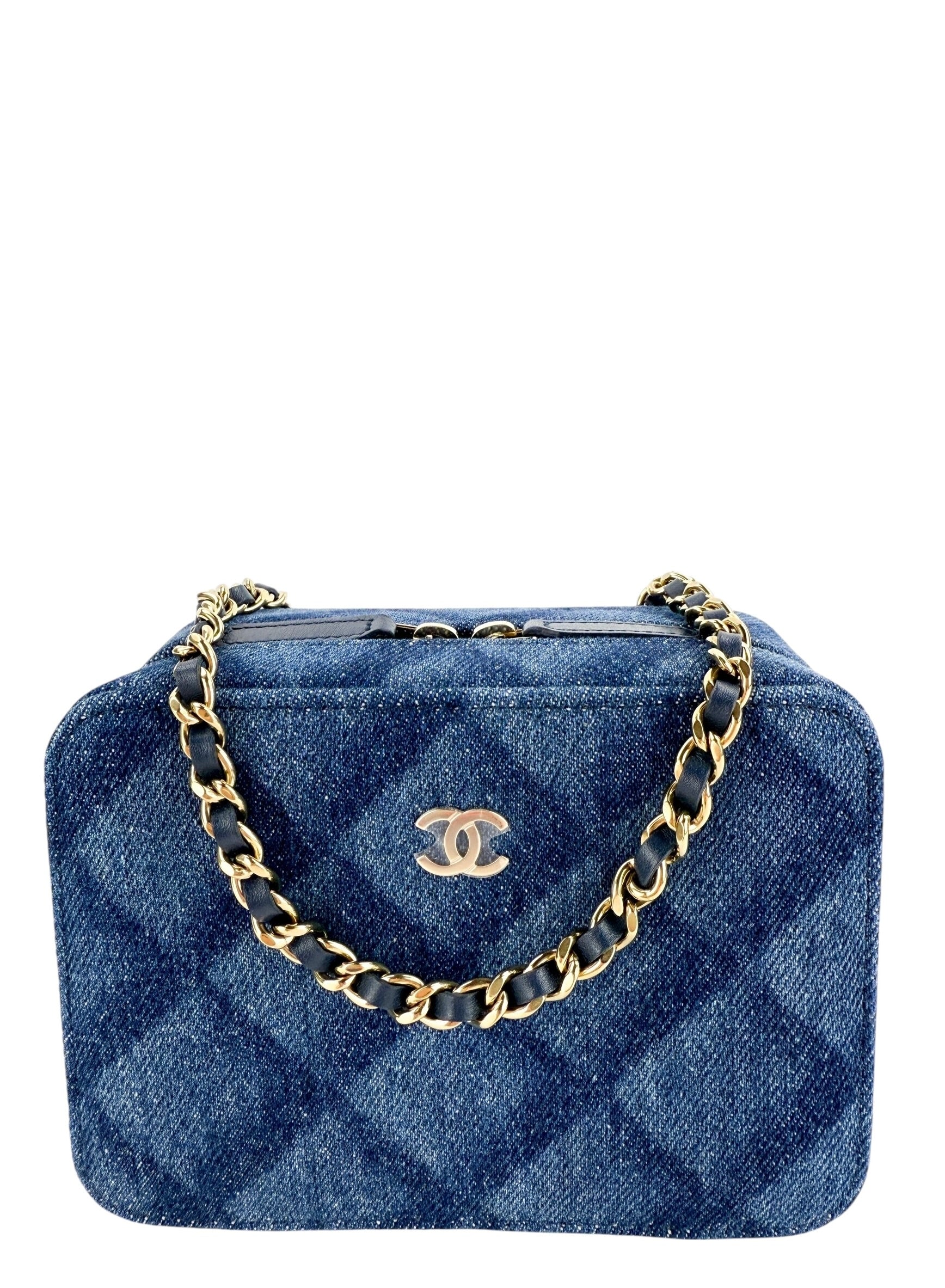 Chanel Printed Denim CC Camera Bag Blue