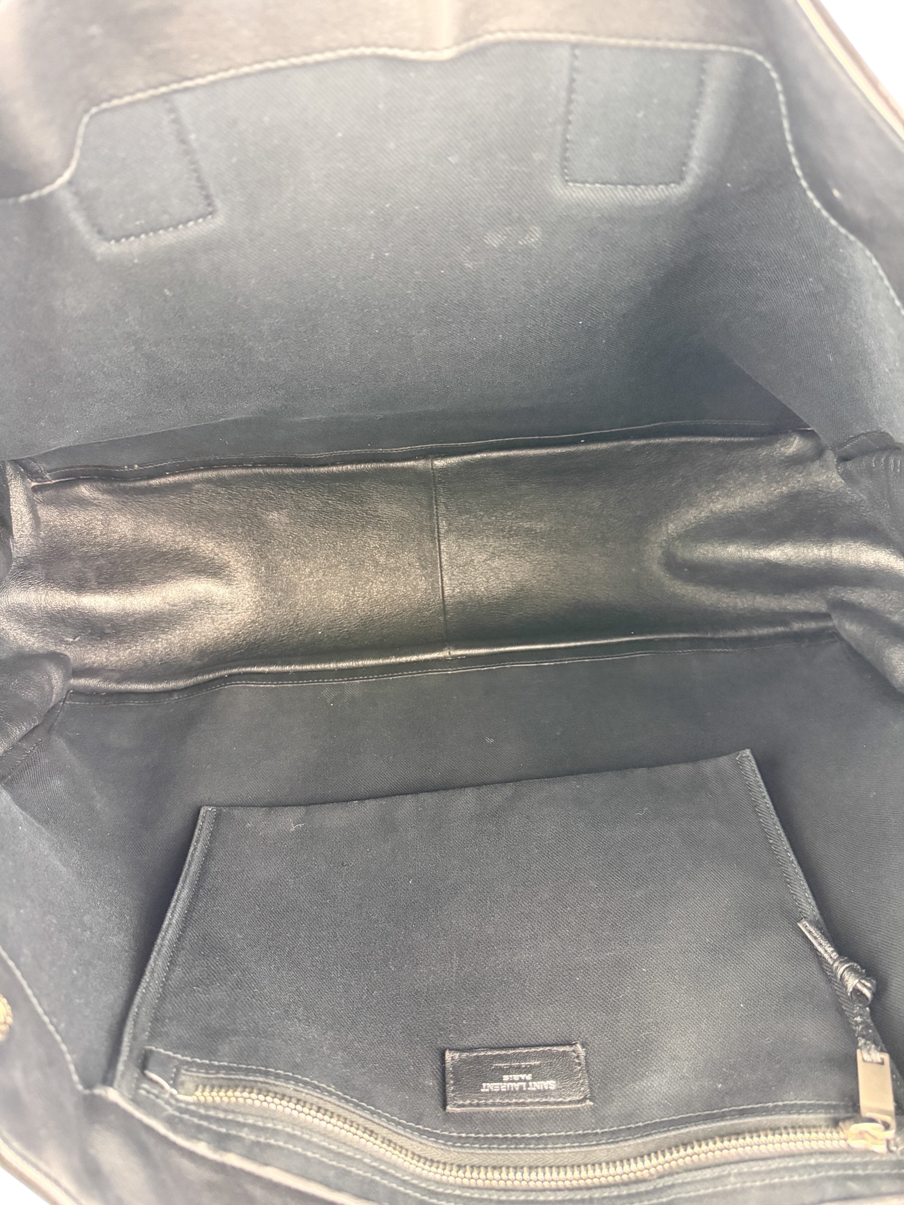 Saint Laurent Smooth Calfskin Rive Gauche Large Tote Black