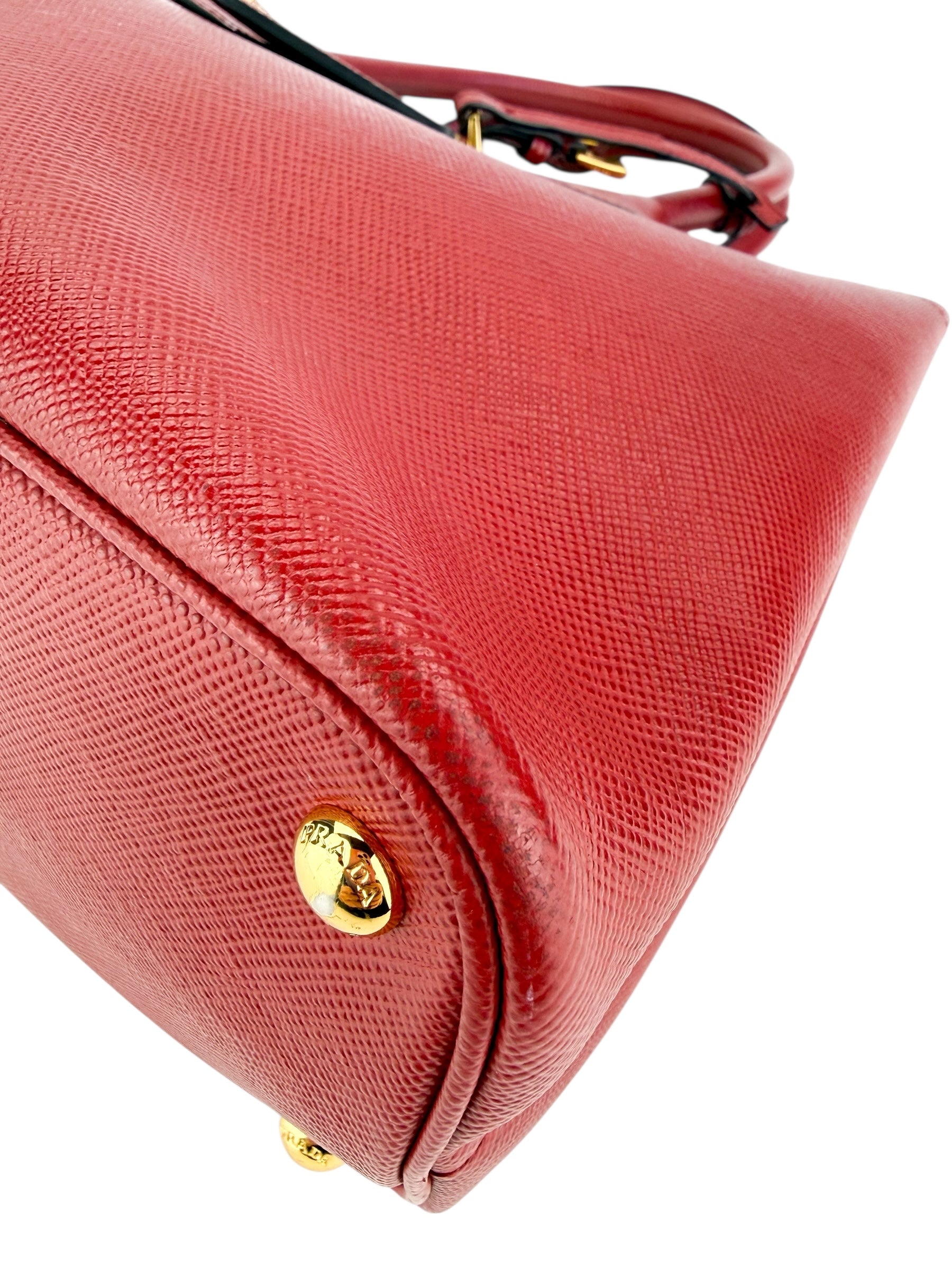 Prada Red Saffiano Cuir Medium Double Tote