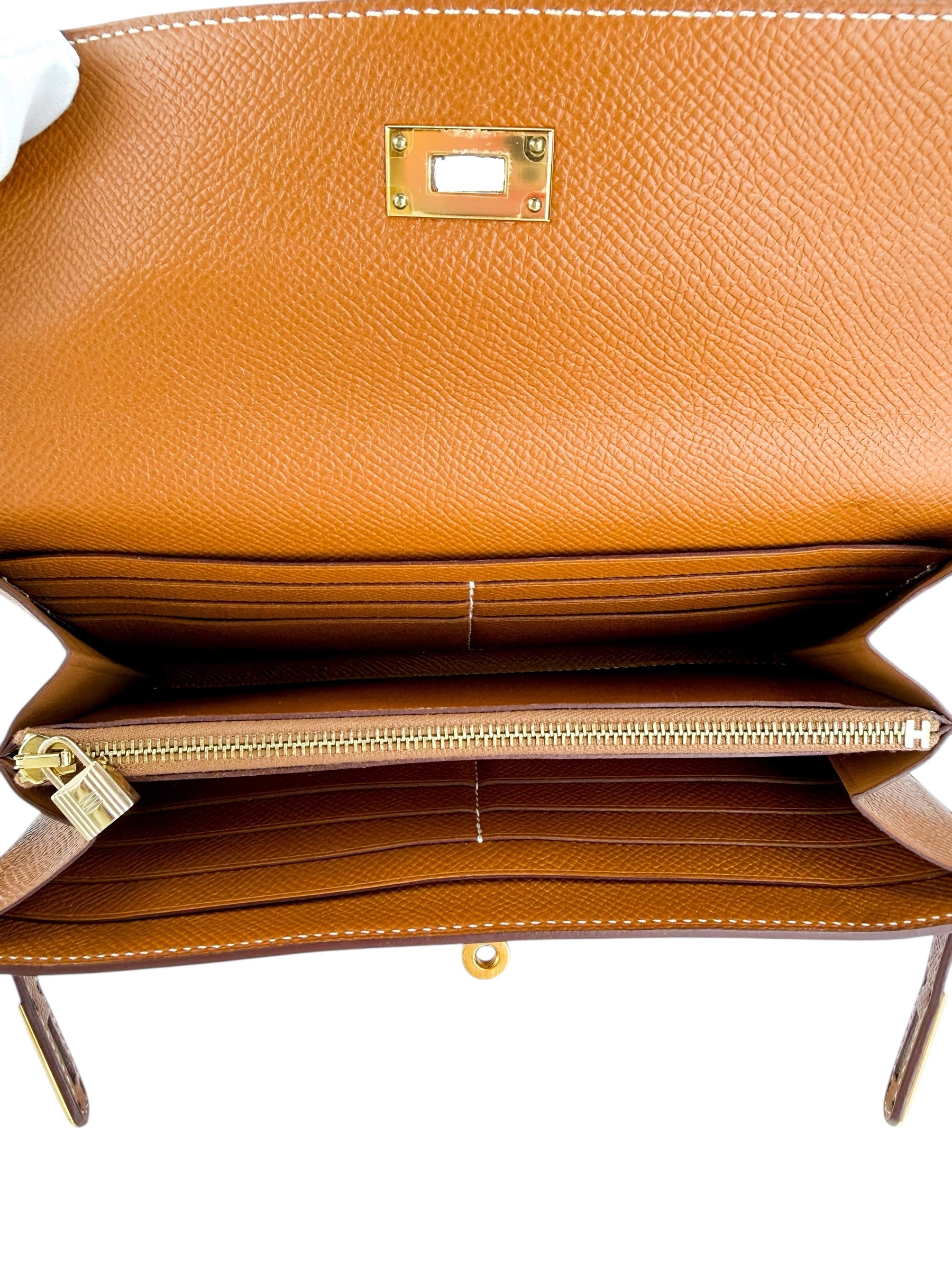 Hermes Epsom Kelly Longue Clutch Wallet Gold