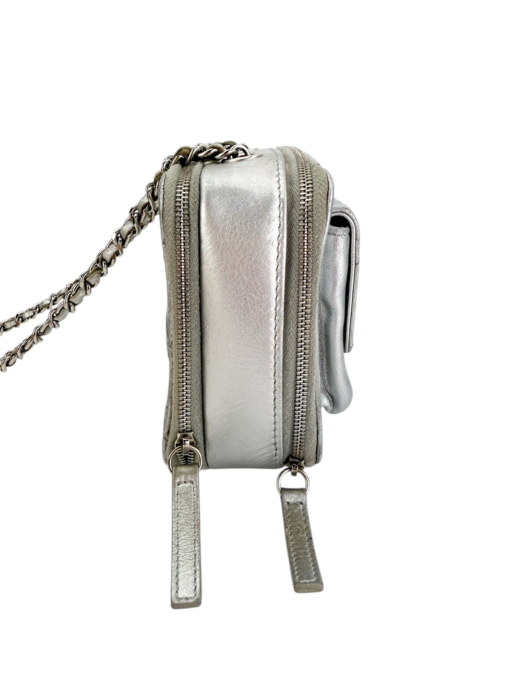 Chanel Small Pocket Box Camera Bag Metallic Silver