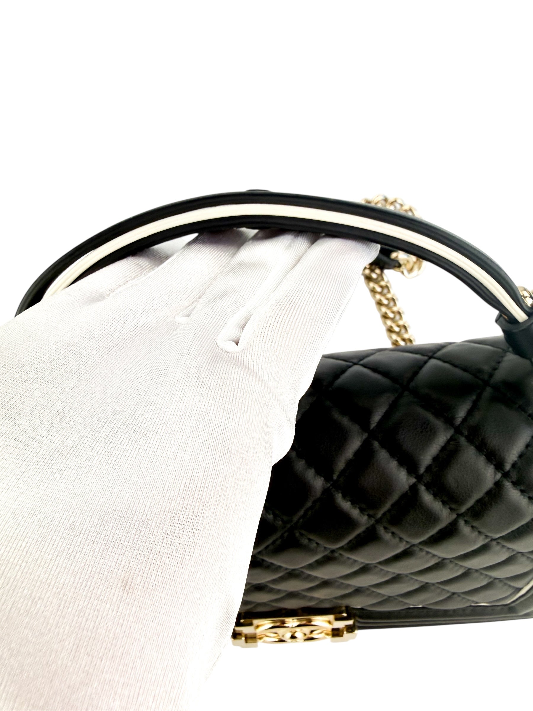 Chanel Quilted Medium Boy Top Handle Flap Black