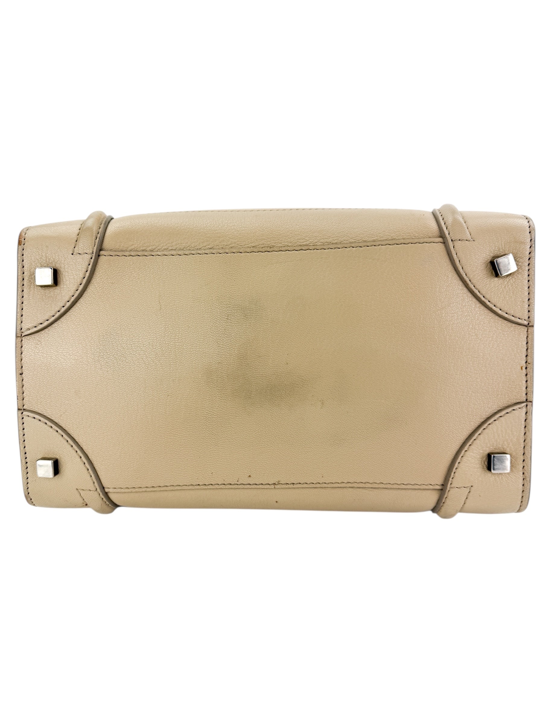 Celine Drummed Calfskin Mini Luggage Dune