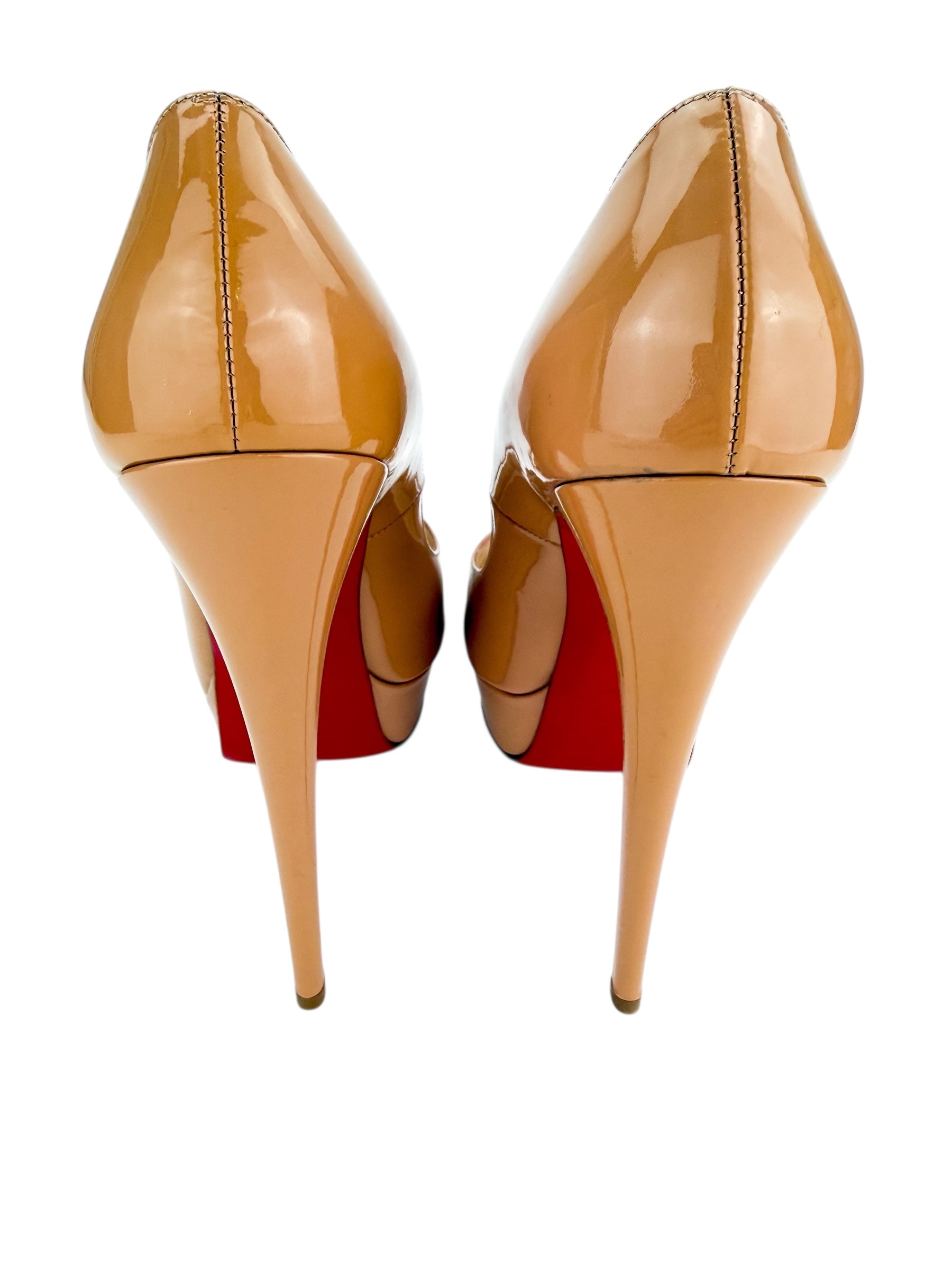 Christian Louboutin Lady Peep Toe Platform Pumps Beige Size 40 (Full Set)