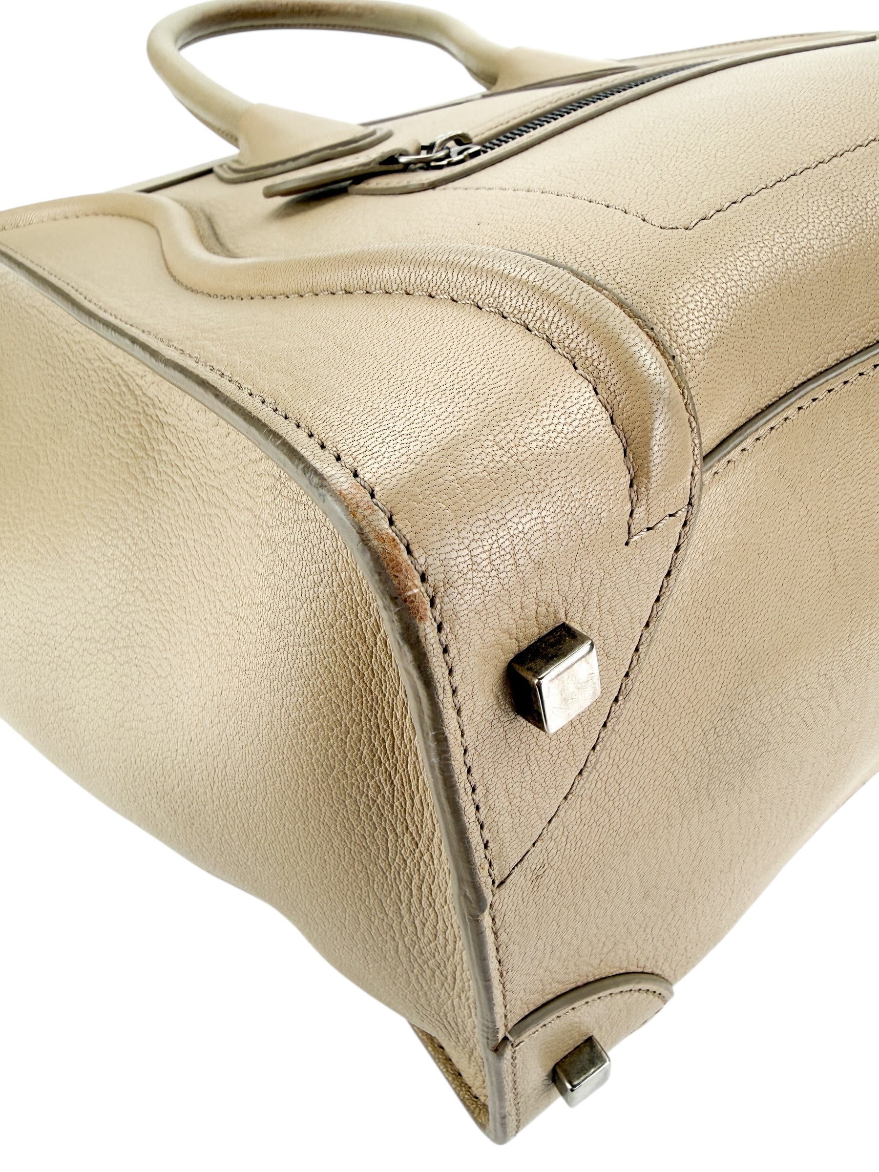 Celine Drummed Calfskin Mini Luggage Dune