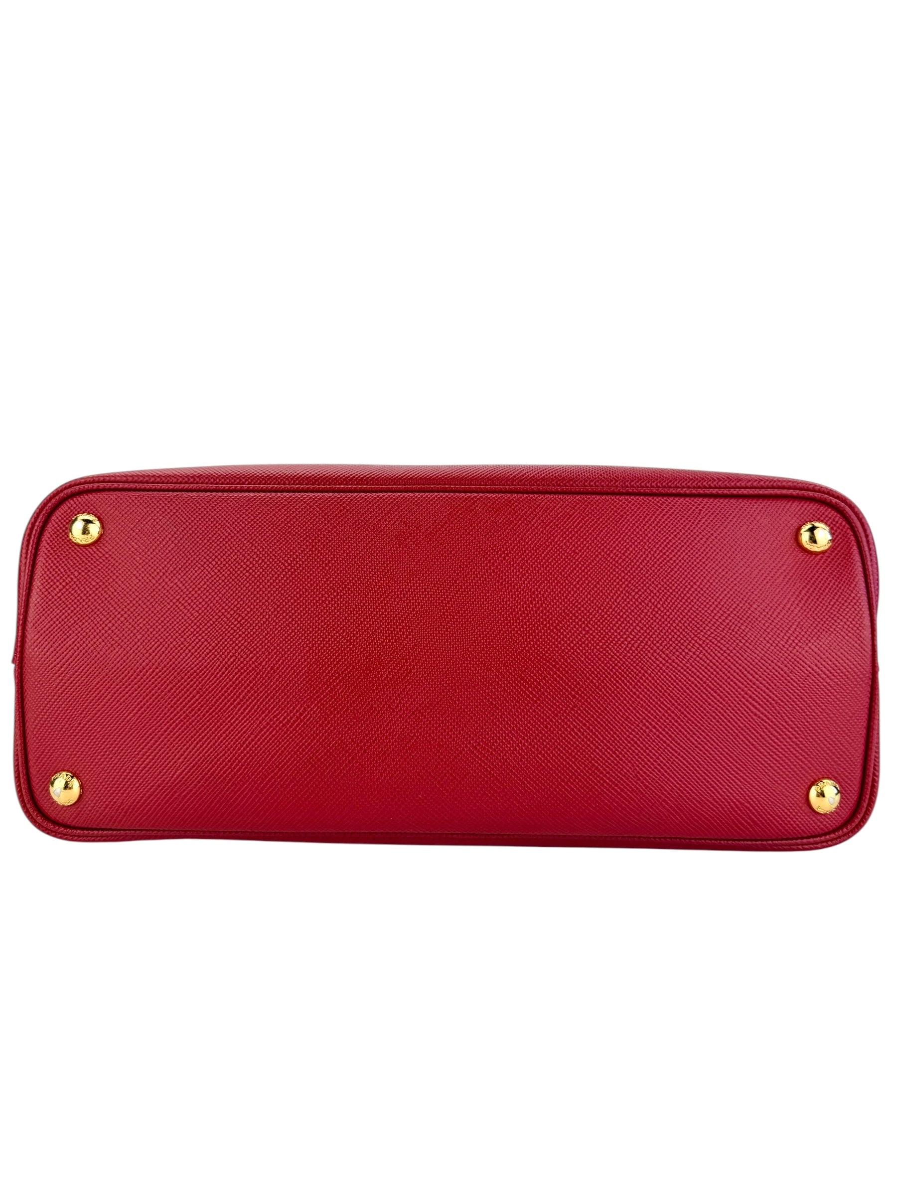 Prada Red Saffiano Cuir Medium Double Tote