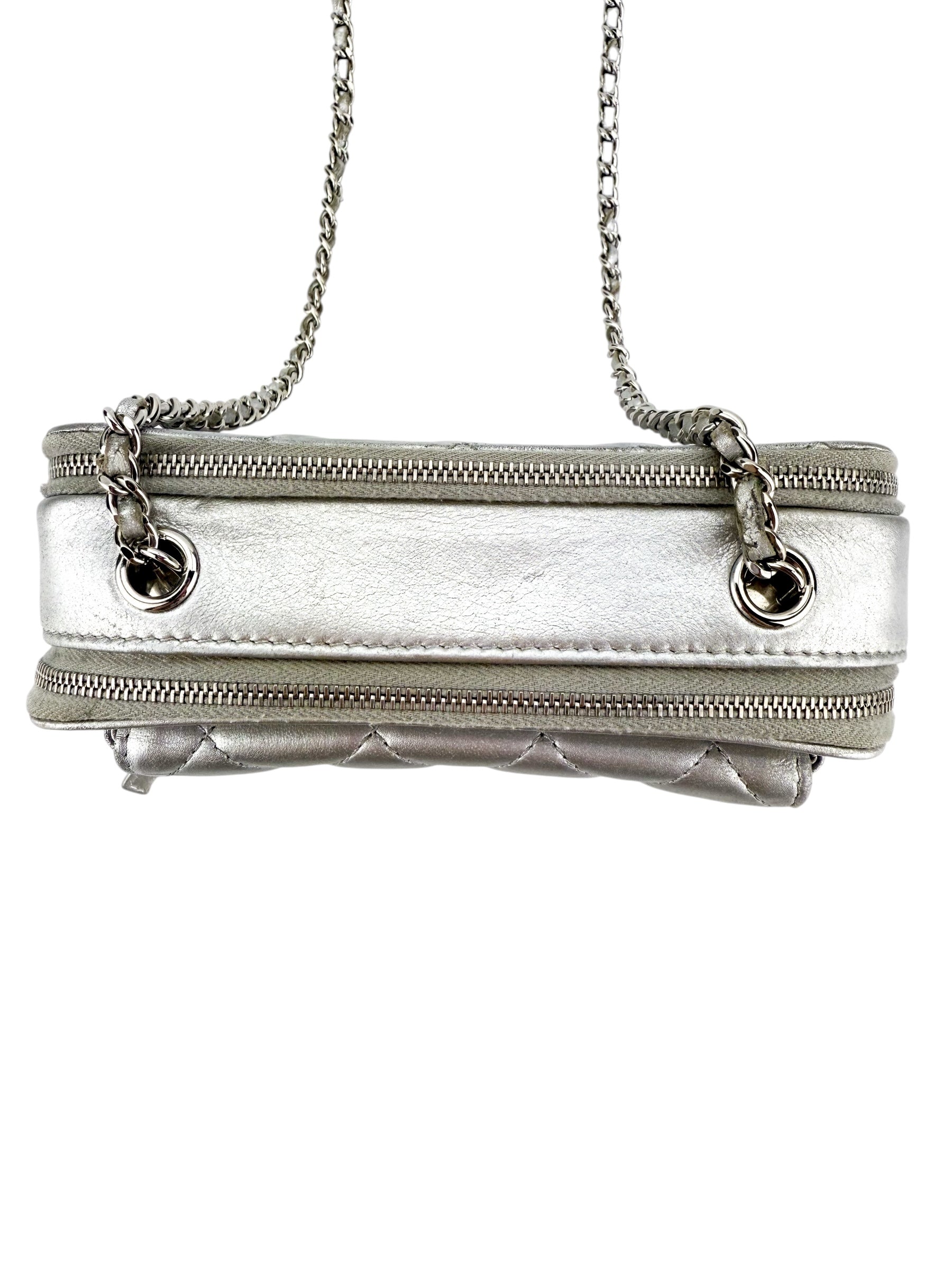 Chanel Small Pocket Box Camera Bag Metallic Silver