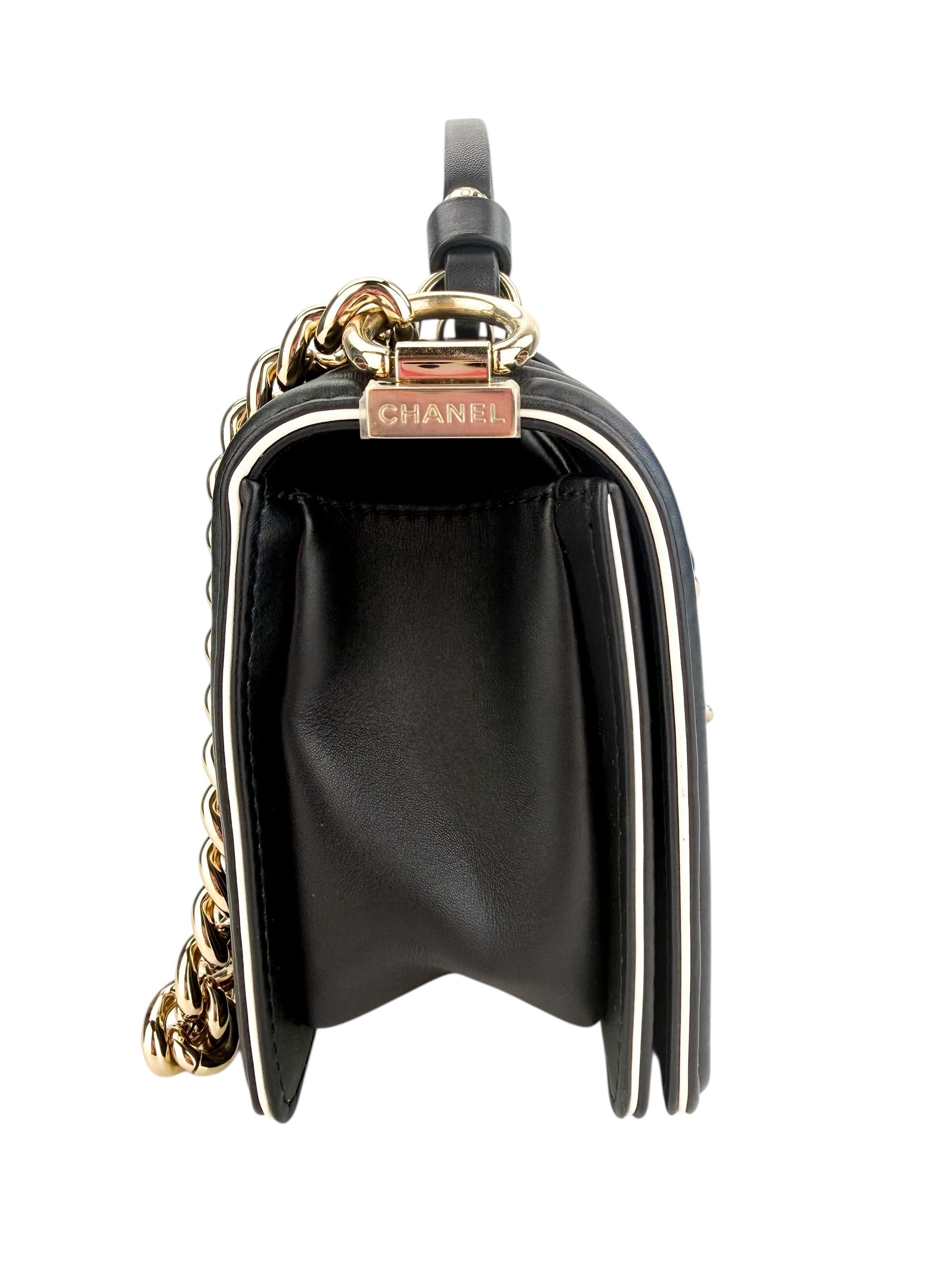 Chanel Quilted Medium Boy Top Handle Flap Black