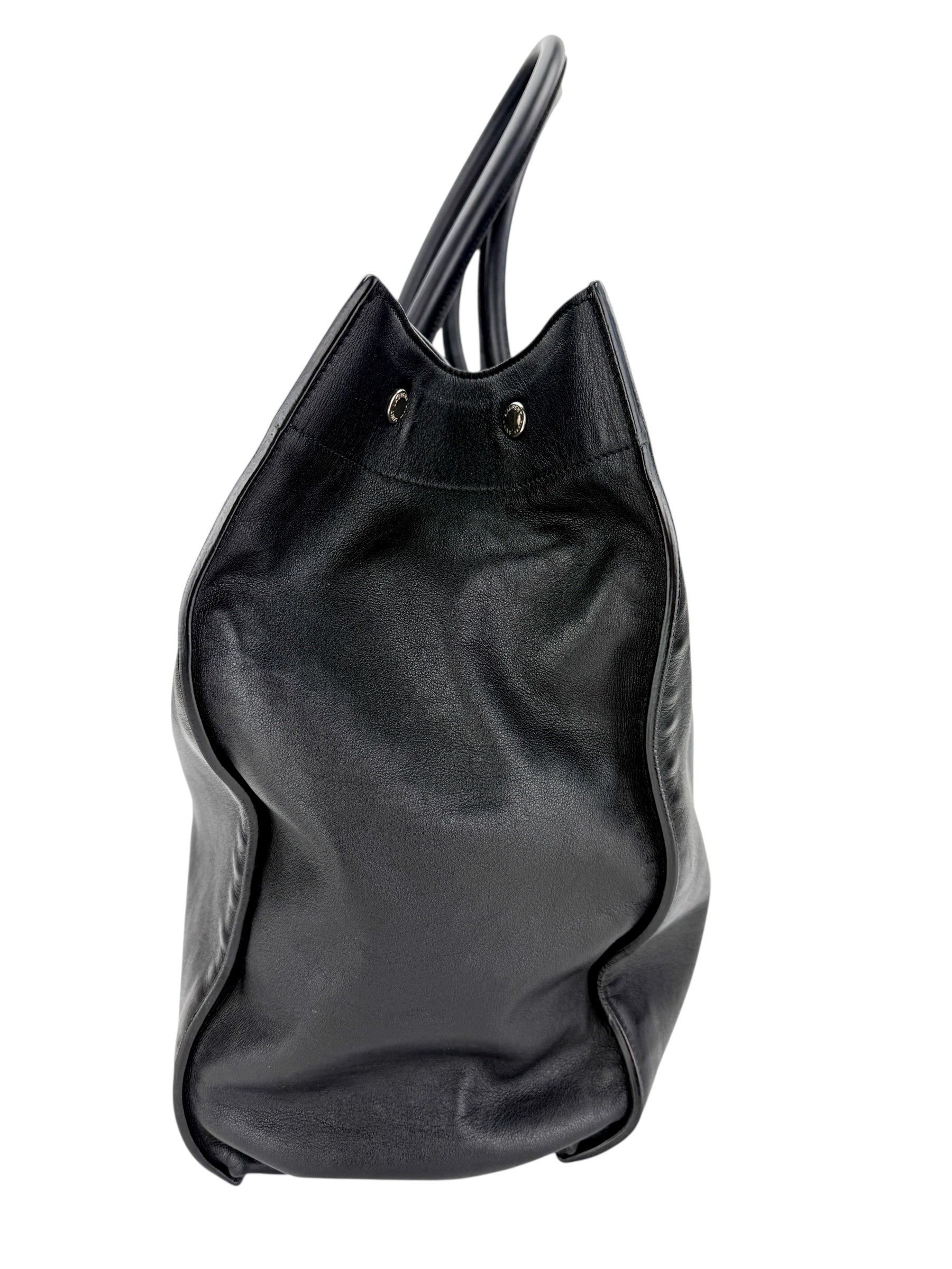 Saint Laurent Smooth Calfskin Rive Gauche Large Tote Black