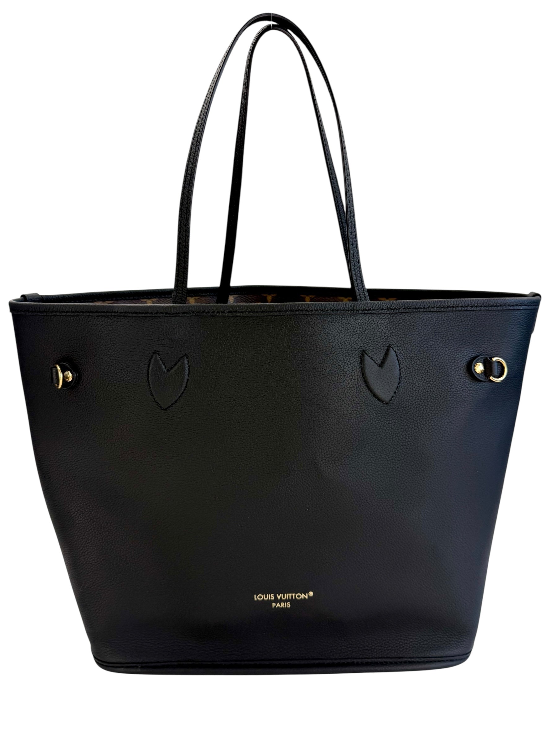 Louis Vuitton Monogram Calfskin Neo Neverfull Inside Out MM Black with Pochette (Full Set)