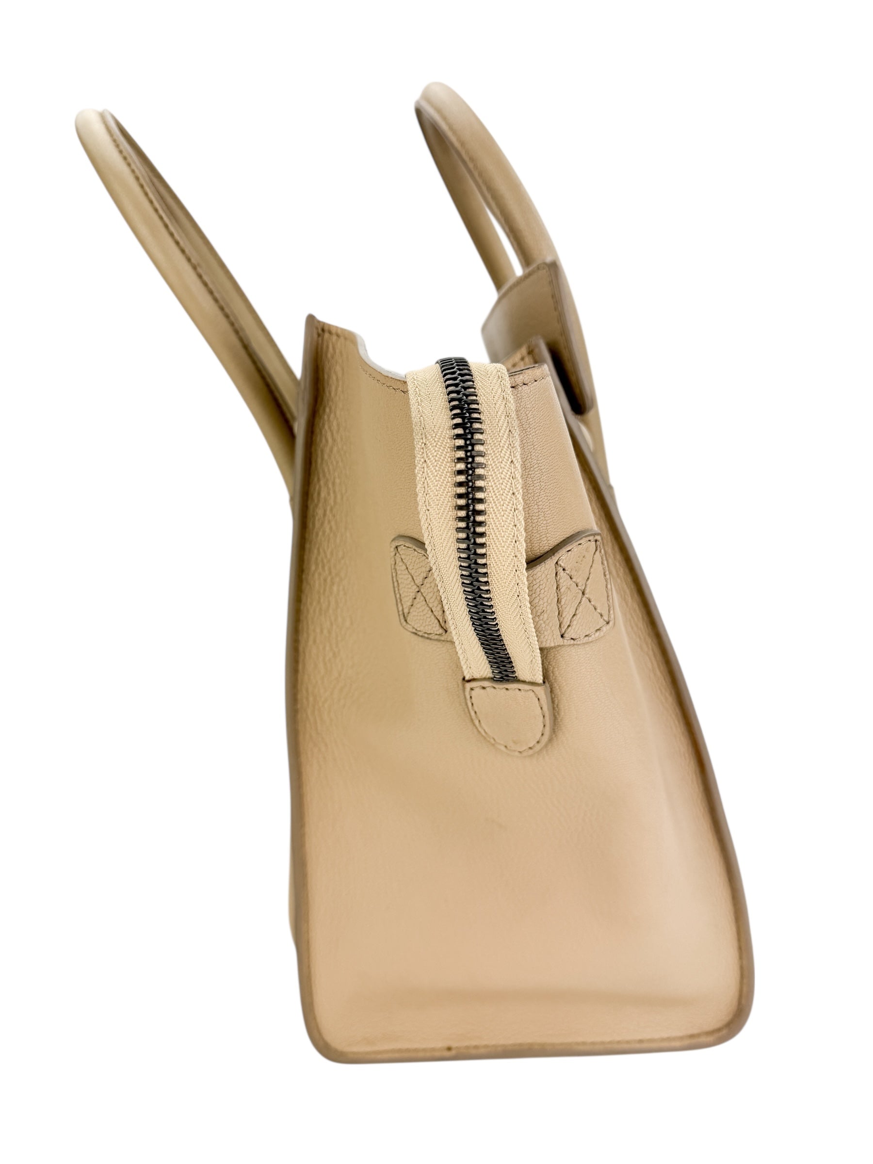 Celine Drummed Calfskin Mini Luggage Dune