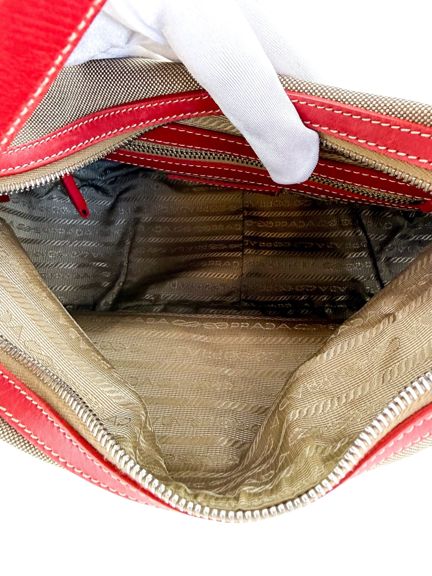 Prada Canapa Logo Jacquard Hobo Shoulder Bag
