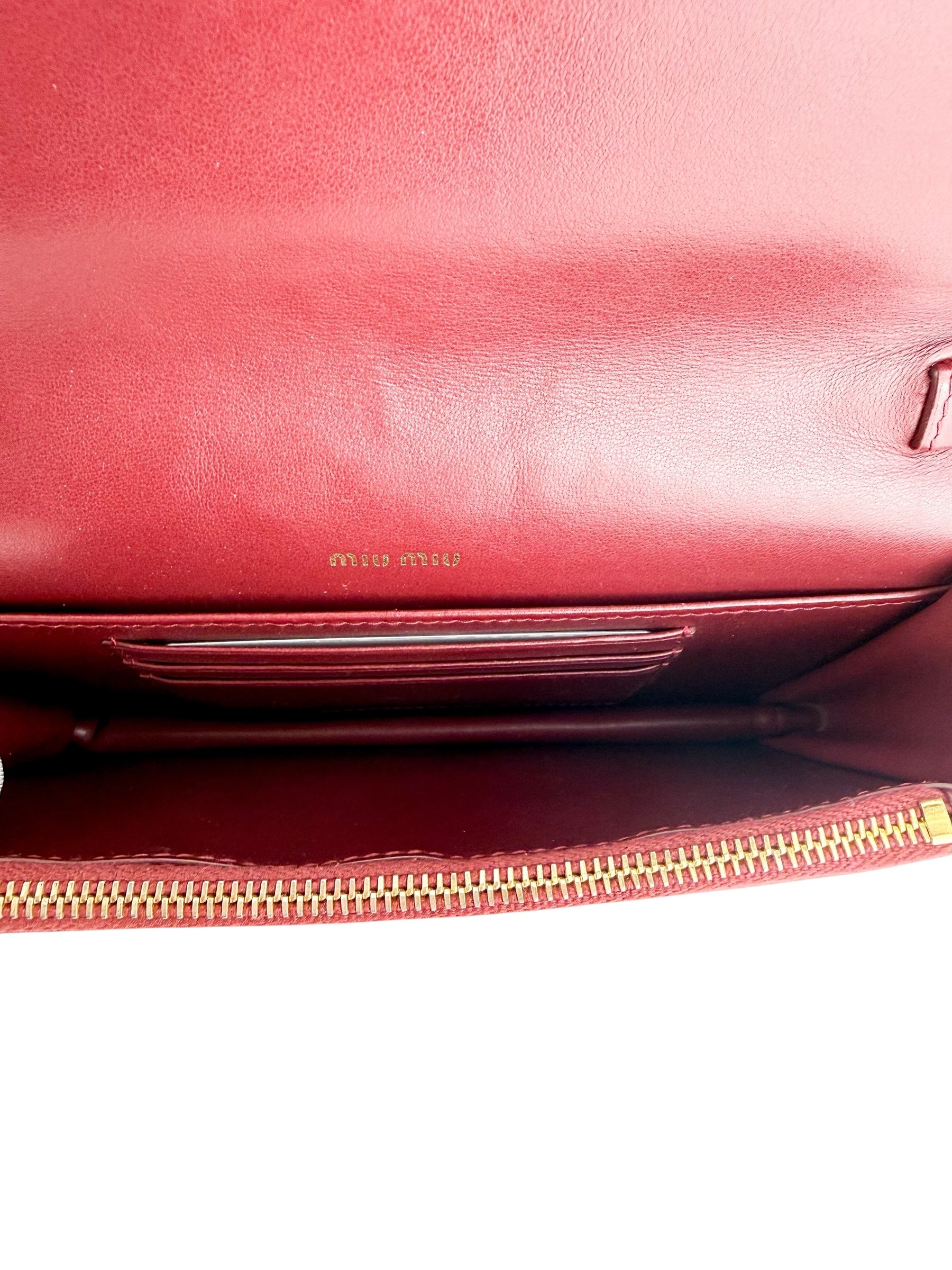 Miu Miu Wallet on Chain Burgundy