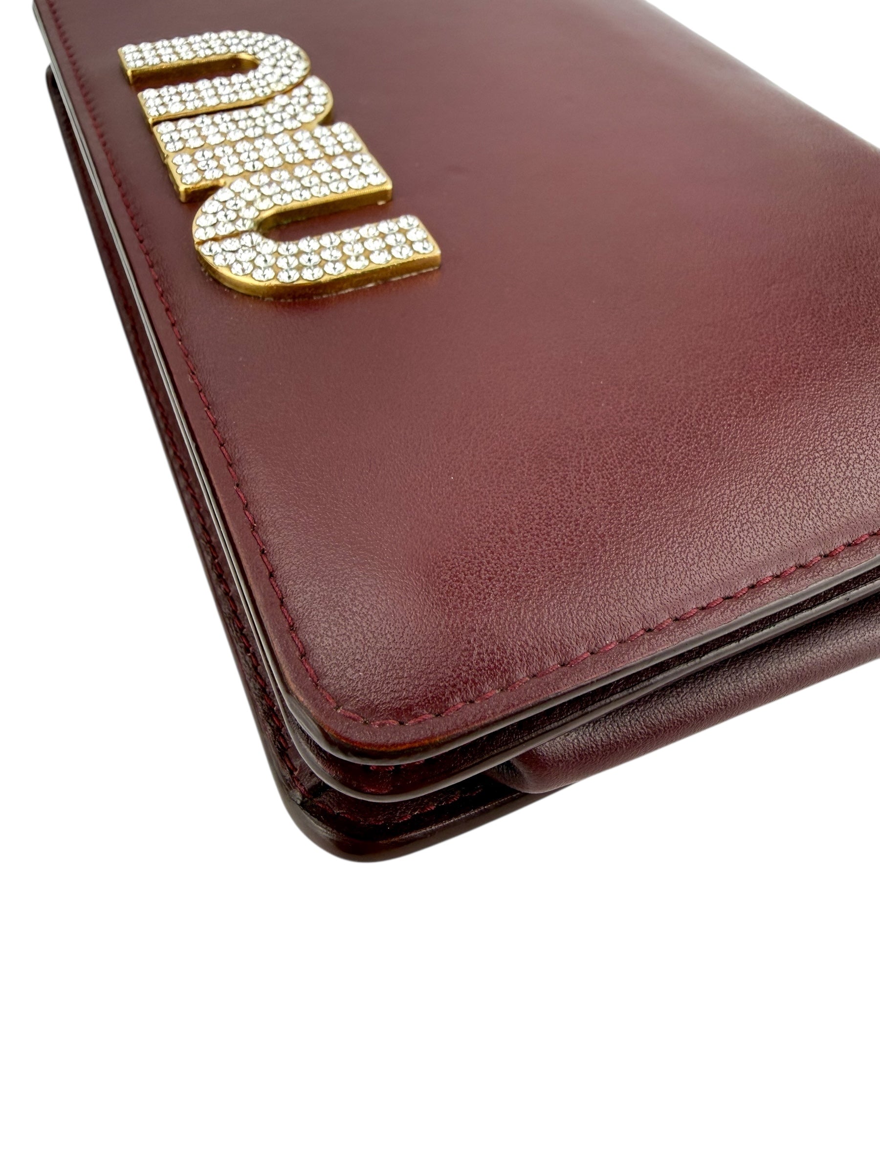 Miu Miu Wallet on Chain Burgundy
