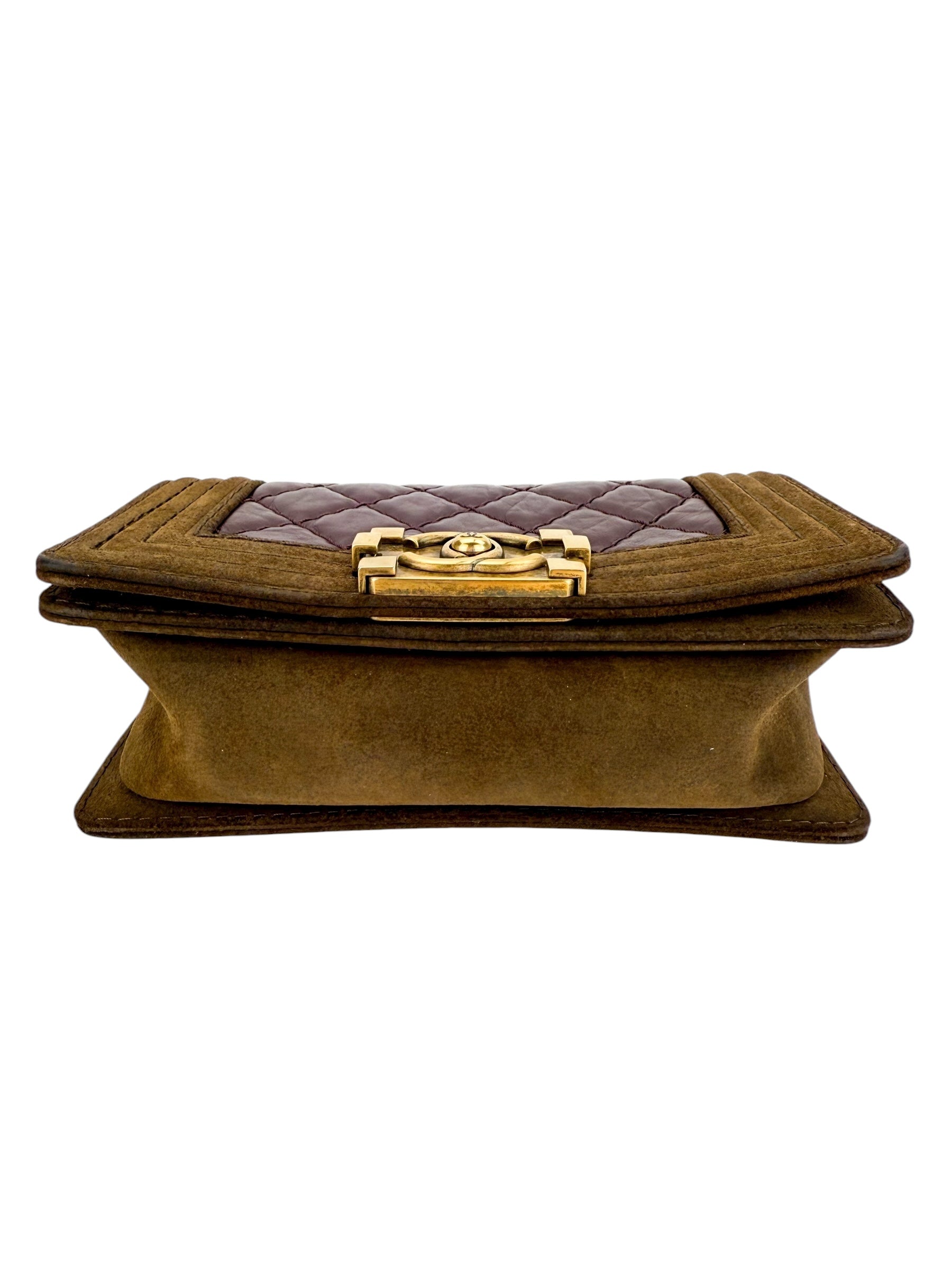 Chanel Aged Calfskin Nubuck Quilted Small Boy Flap Burgundy