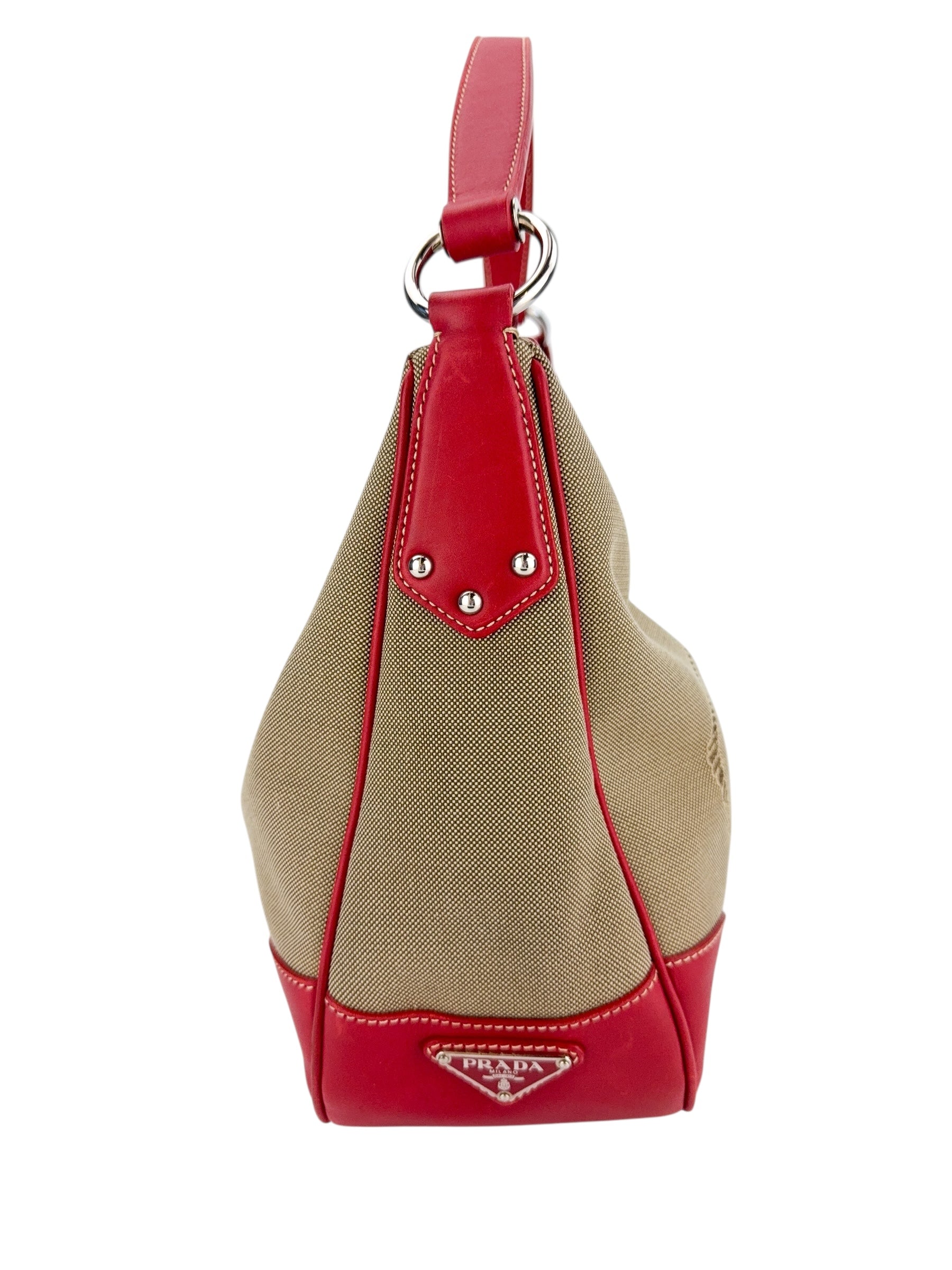 Prada Canapa Logo Jacquard Hobo Shoulder Bag