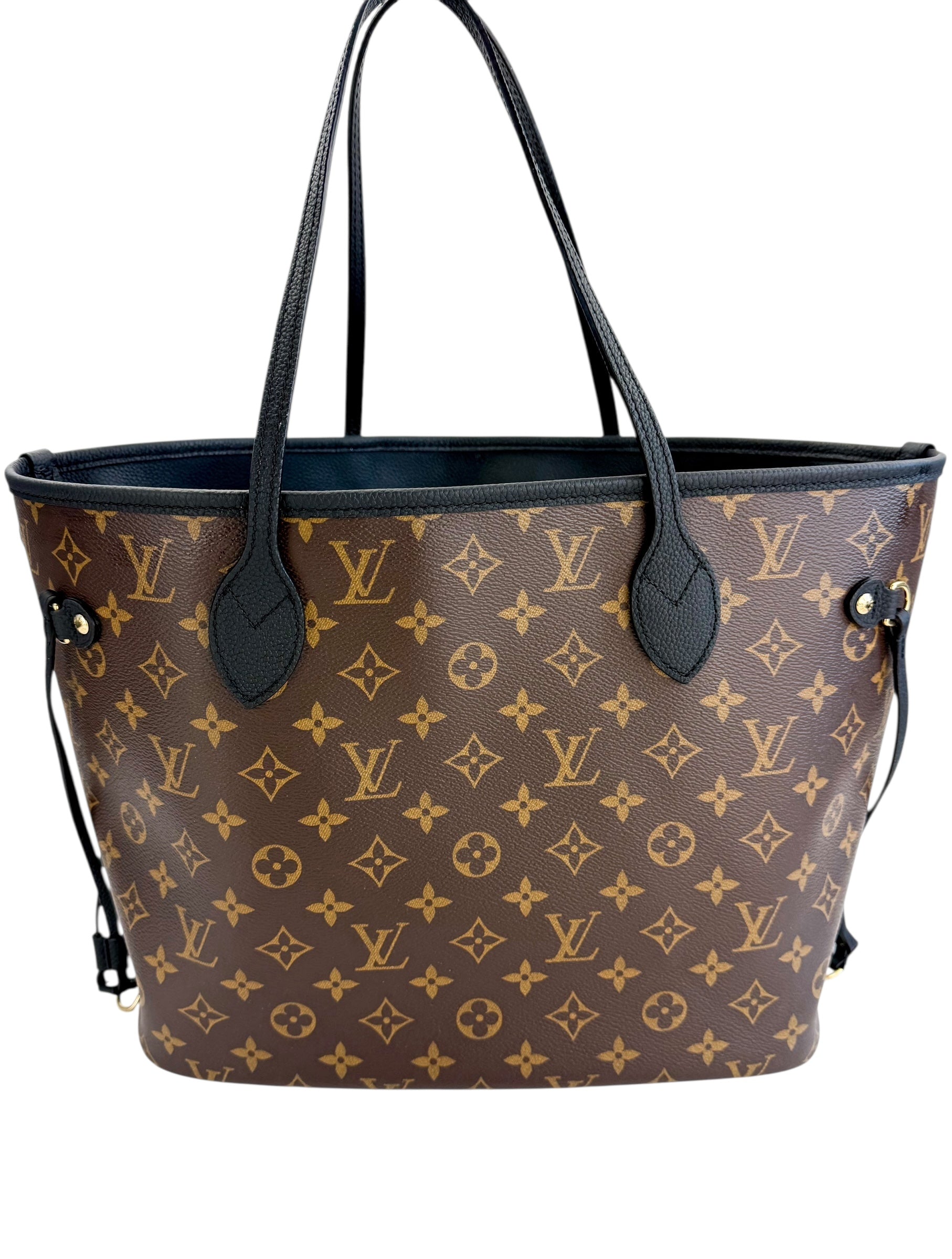 Louis Vuitton Monogram Calfskin Neo Neverfull Inside Out MM Black with Pochette (Full Set)