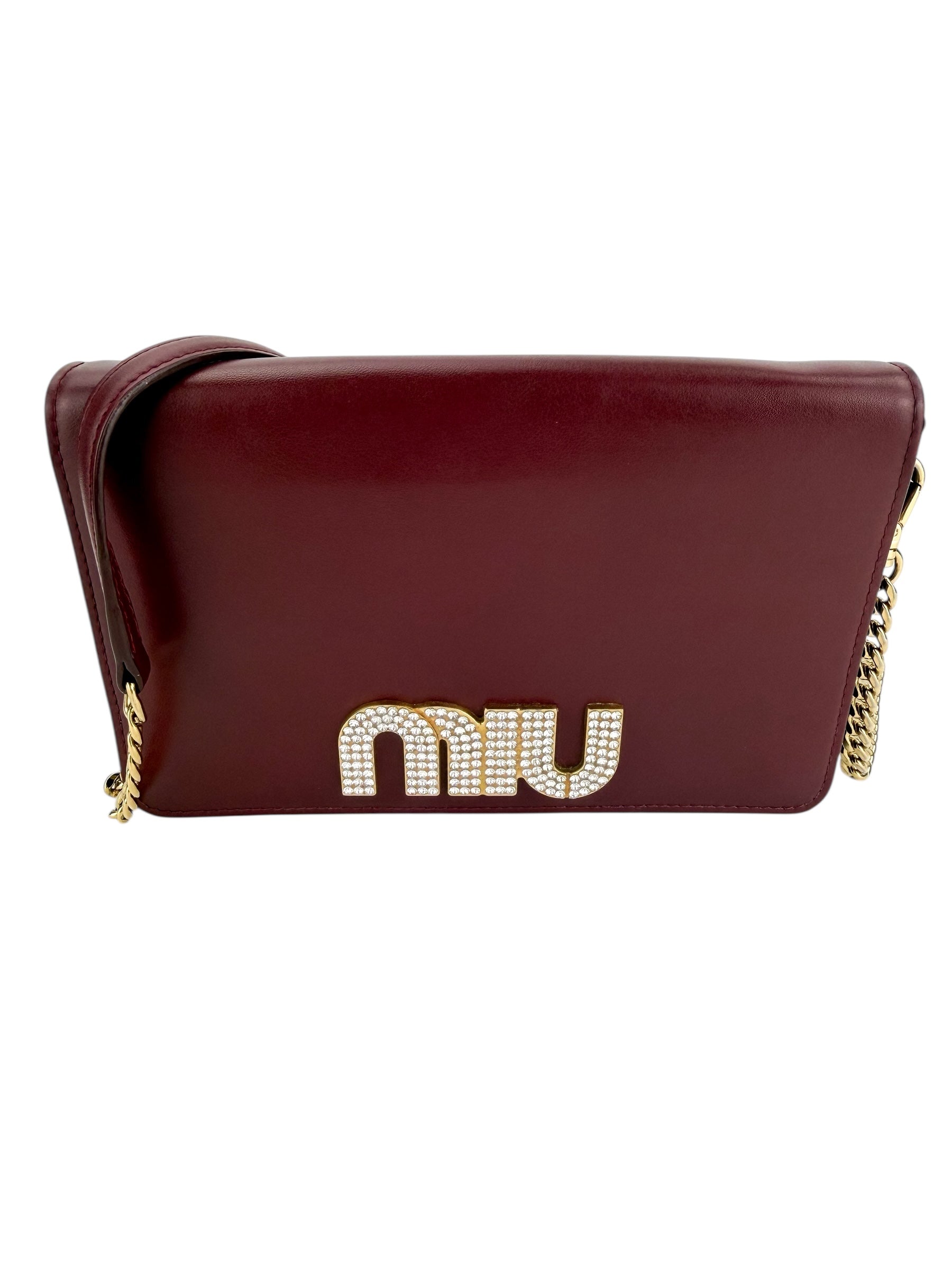 Miu Miu Wallet on Chain Burgundy
