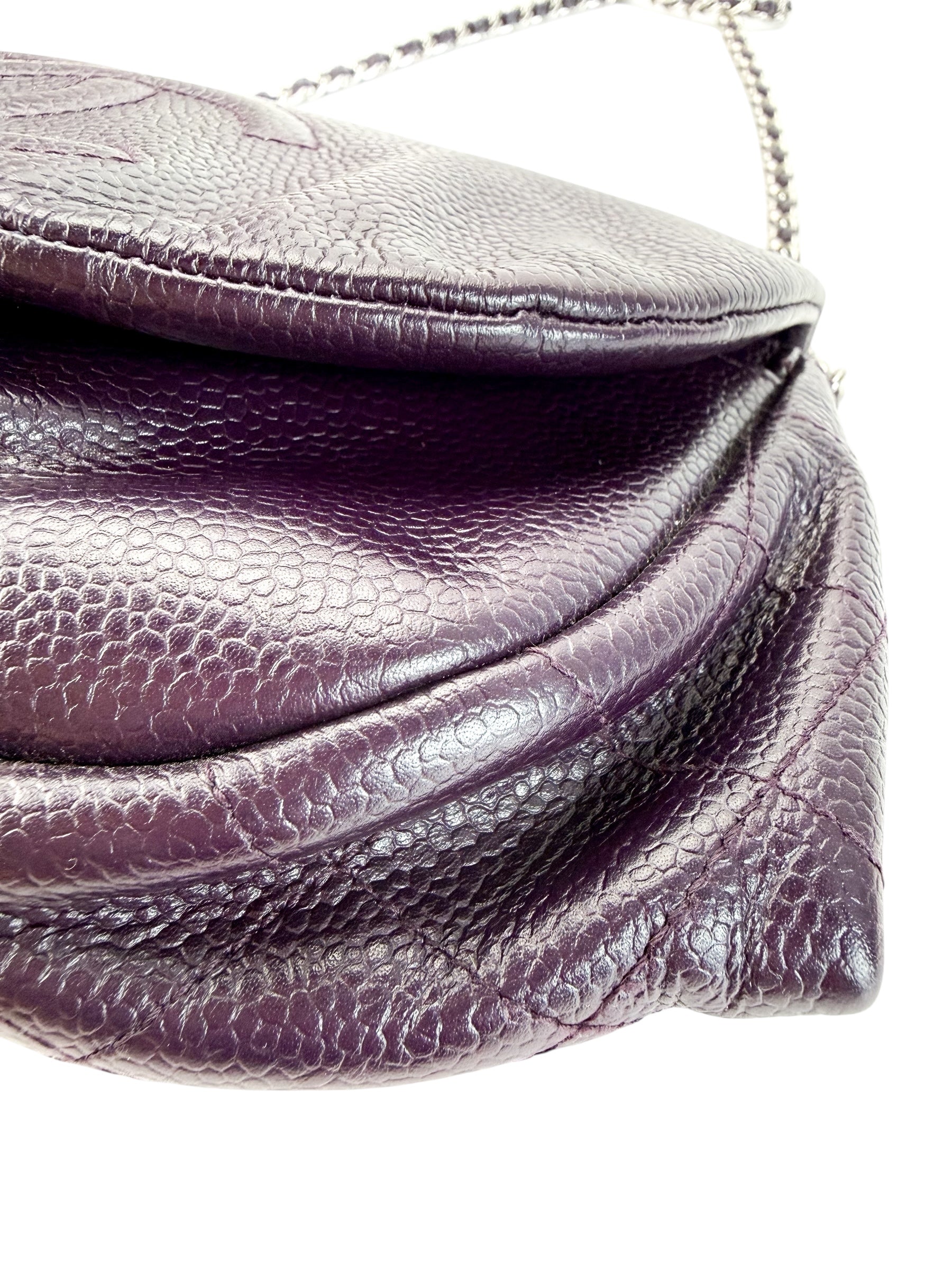 Chanel Caviar Half Moon Wallet on Chain WOC Deep Purple