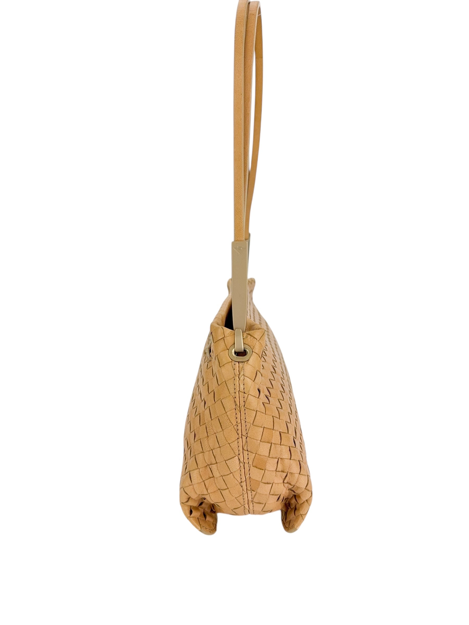 Bottega Veneta Intrecciato Vintage Shoulder Bag Beige