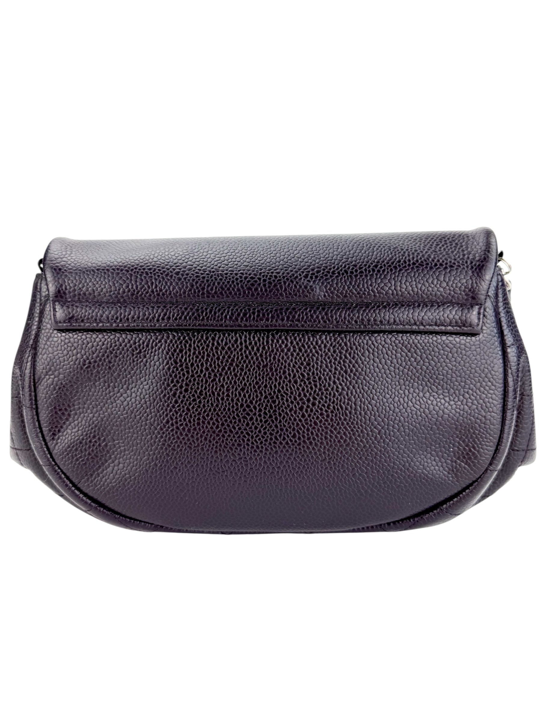 Chanel Caviar Half Moon Wallet on Chain WOC Deep Purple