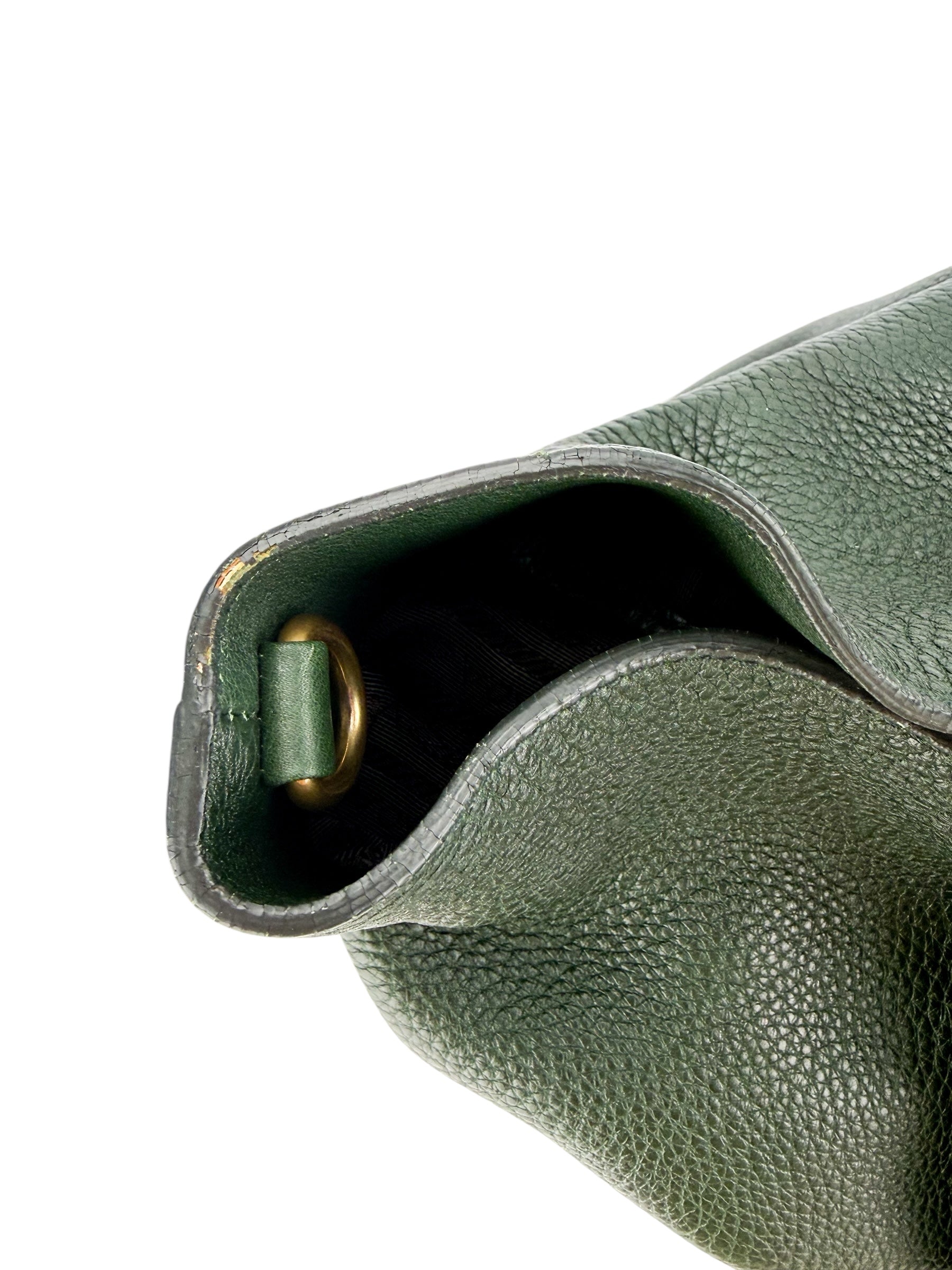 Prada Vitello Phenix Leather Tote Green