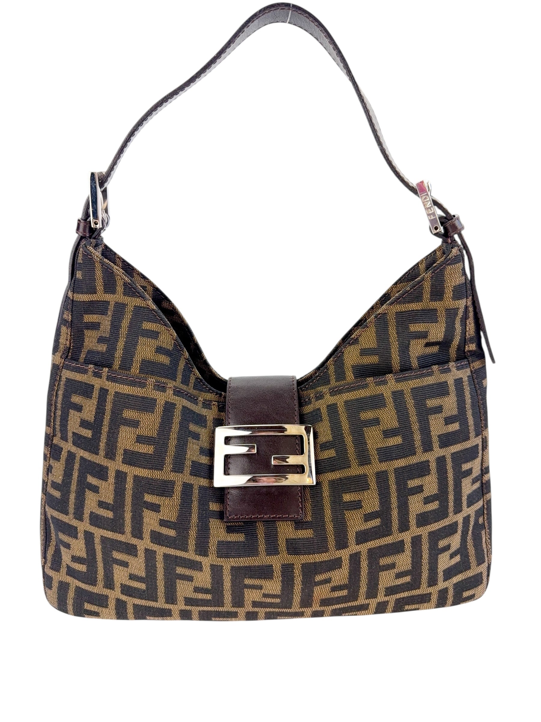 Fendi Vintage Monogram Zucca Canvas Shoulder Bag