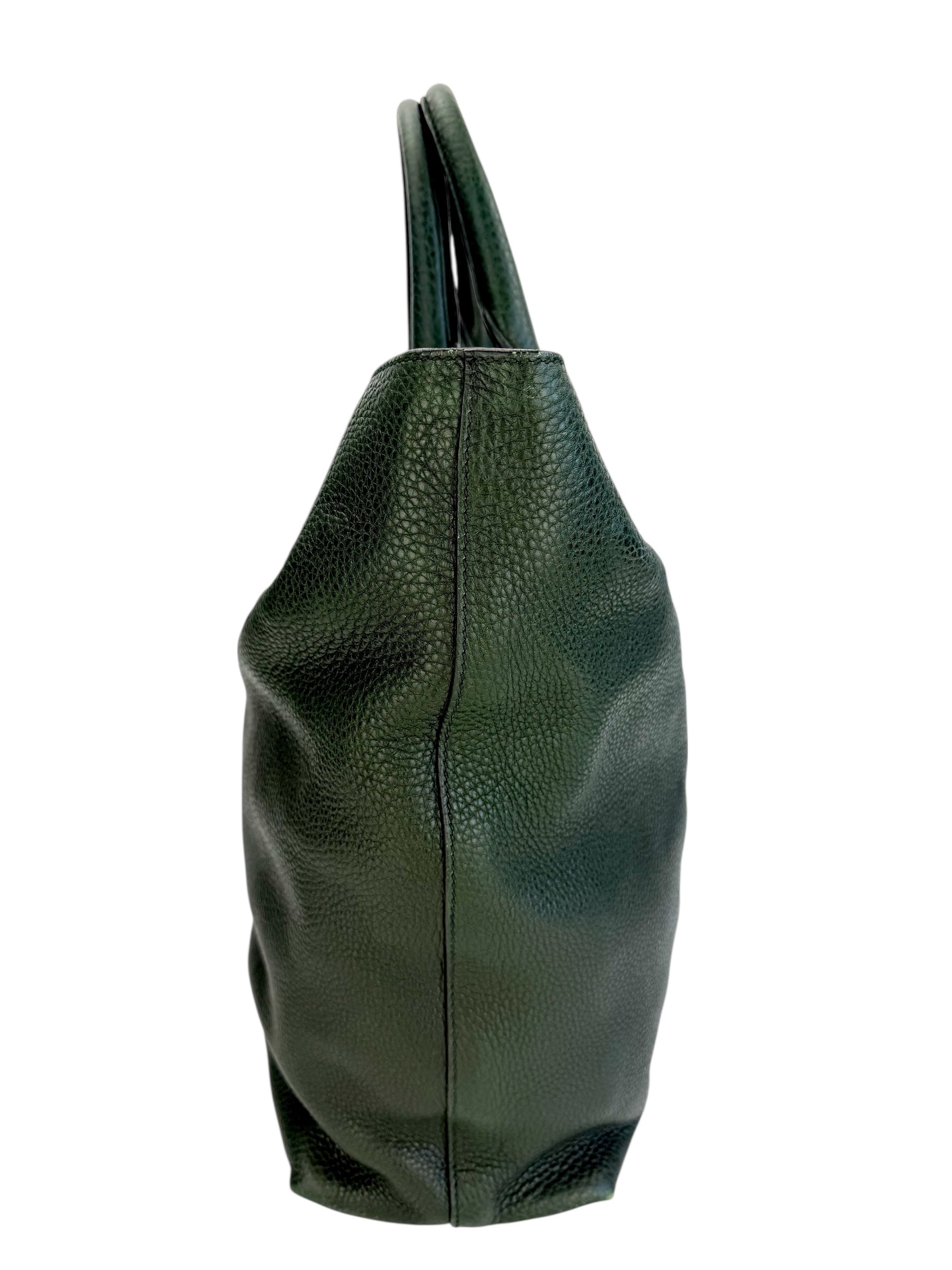 Prada Vitello Phenix Leather Tote Green