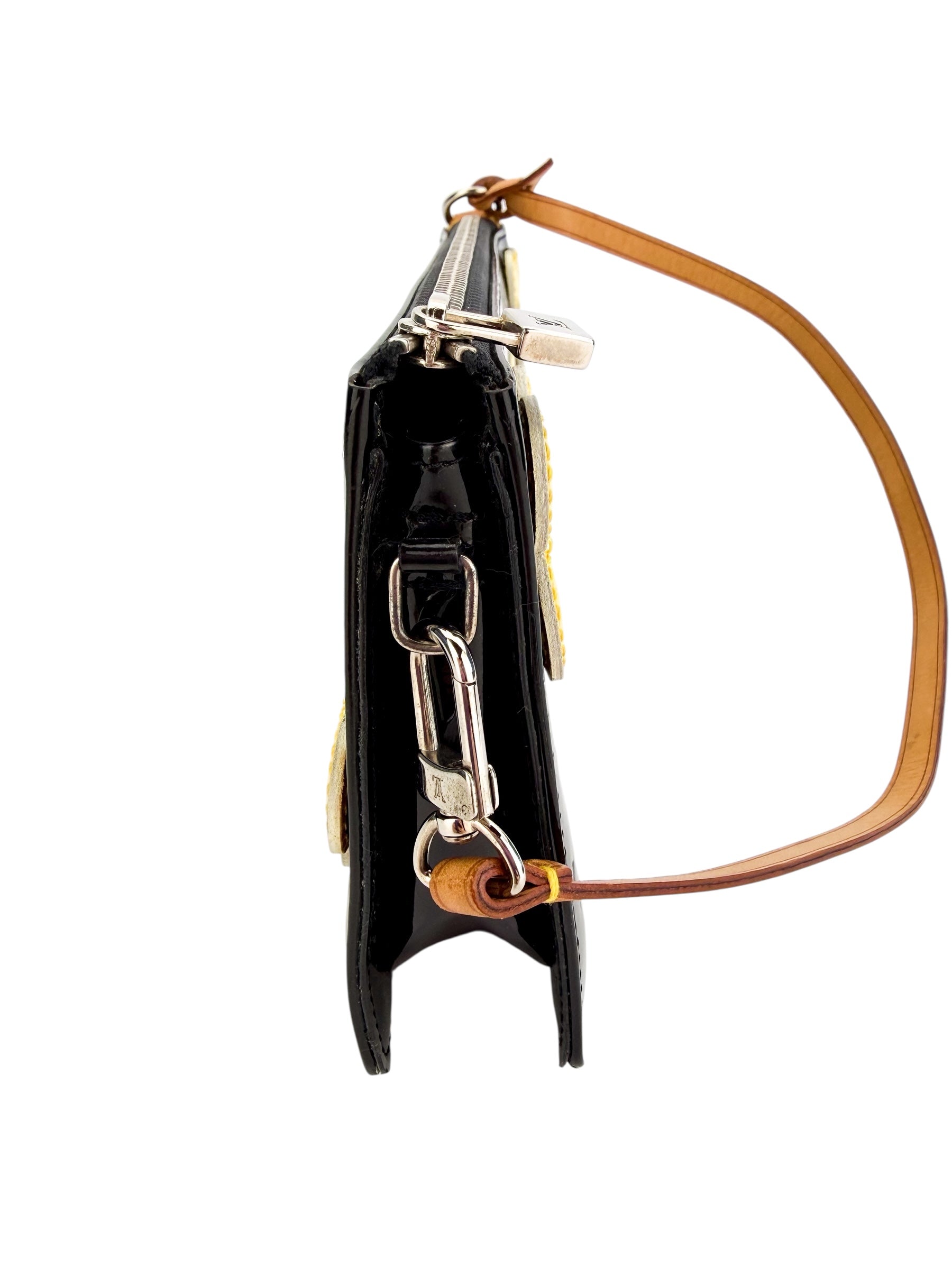 Louis Vuitton Vintage Lexington Fleurs Pochette Monogram Vernis Black